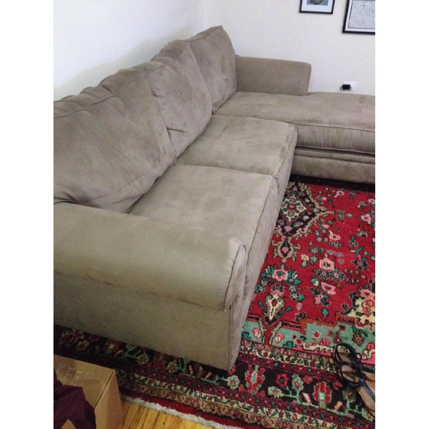 Macy's Beige Microfiber Sectional Sofa - image-1