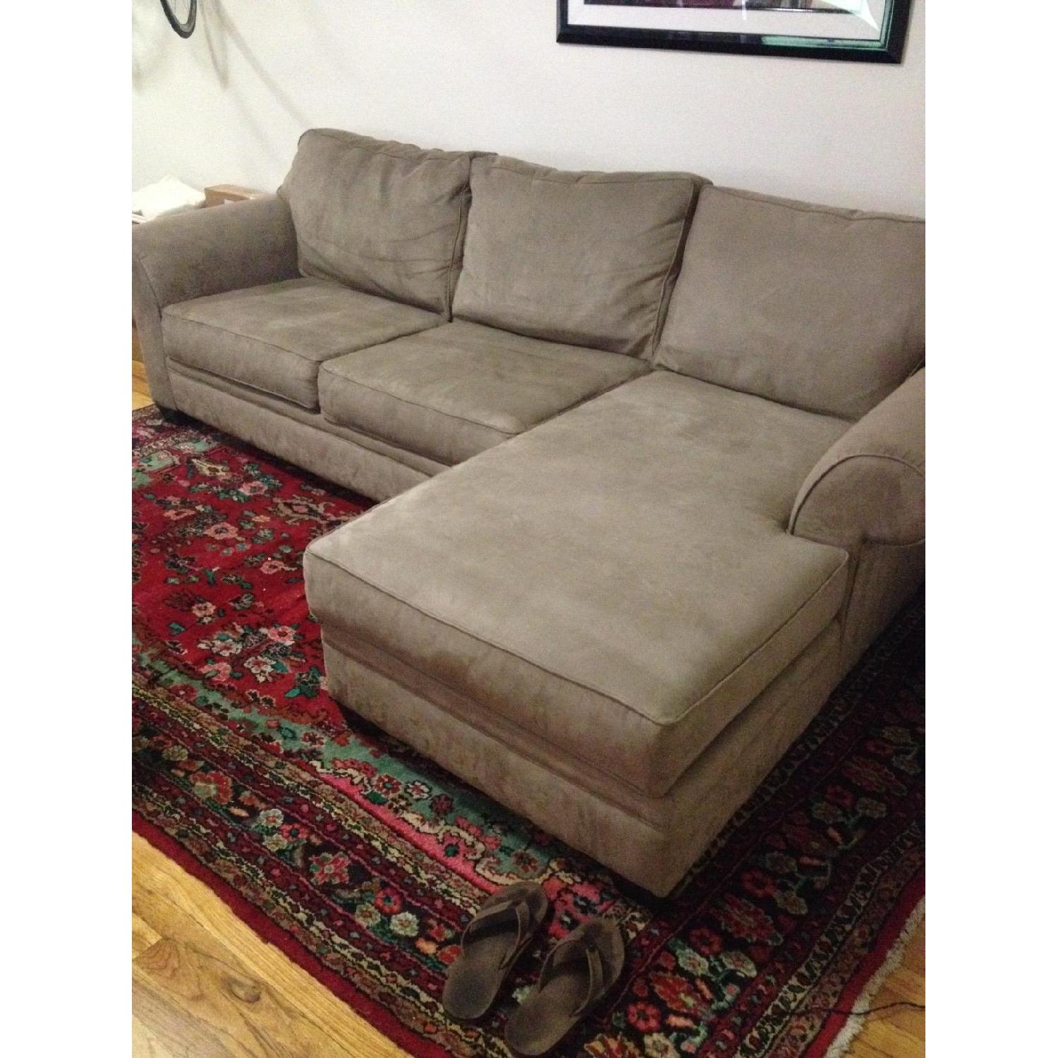 Macy's Beige Microfiber Sectional Sofa - image-2