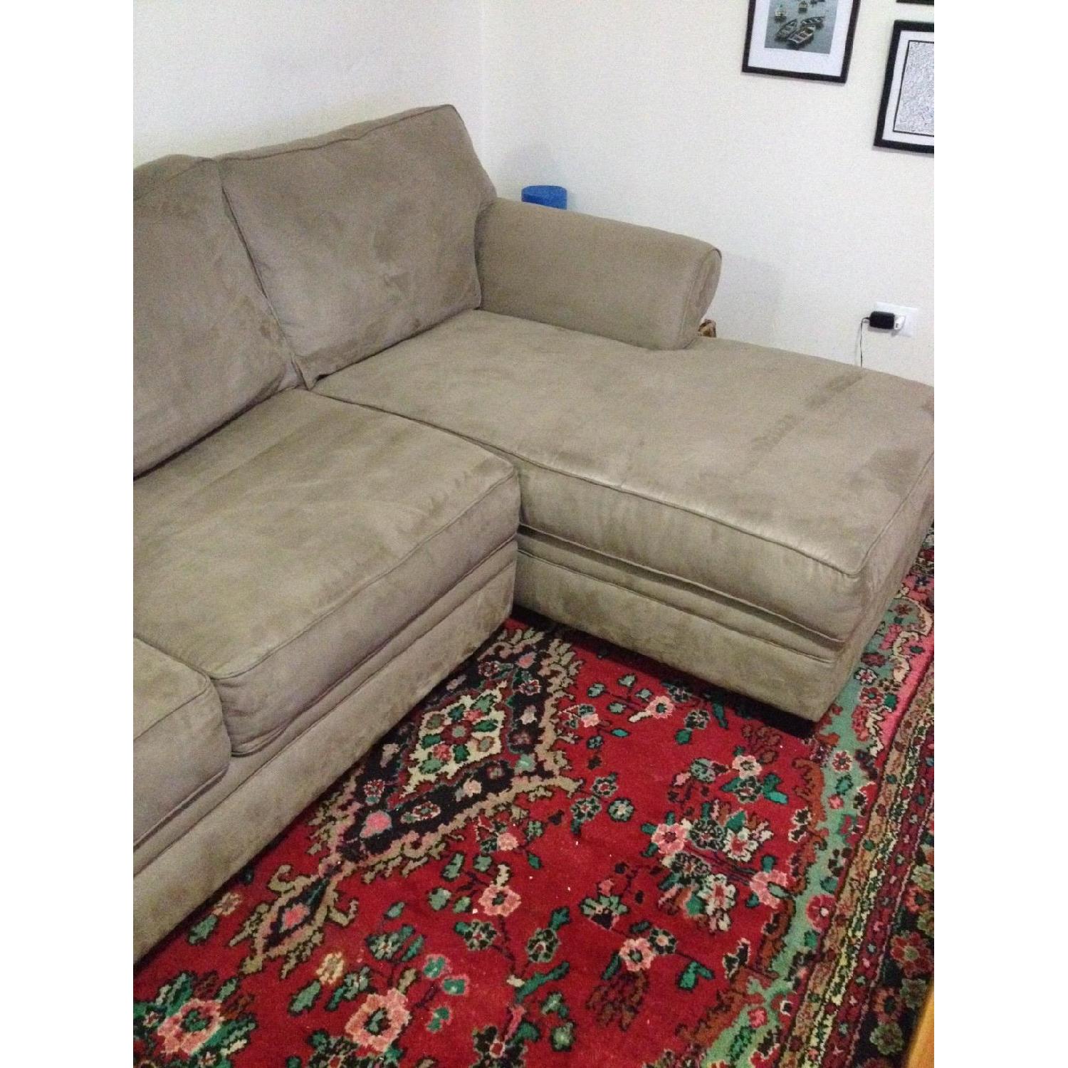 Macy's Beige Microfiber Sectional Sofa - image-3