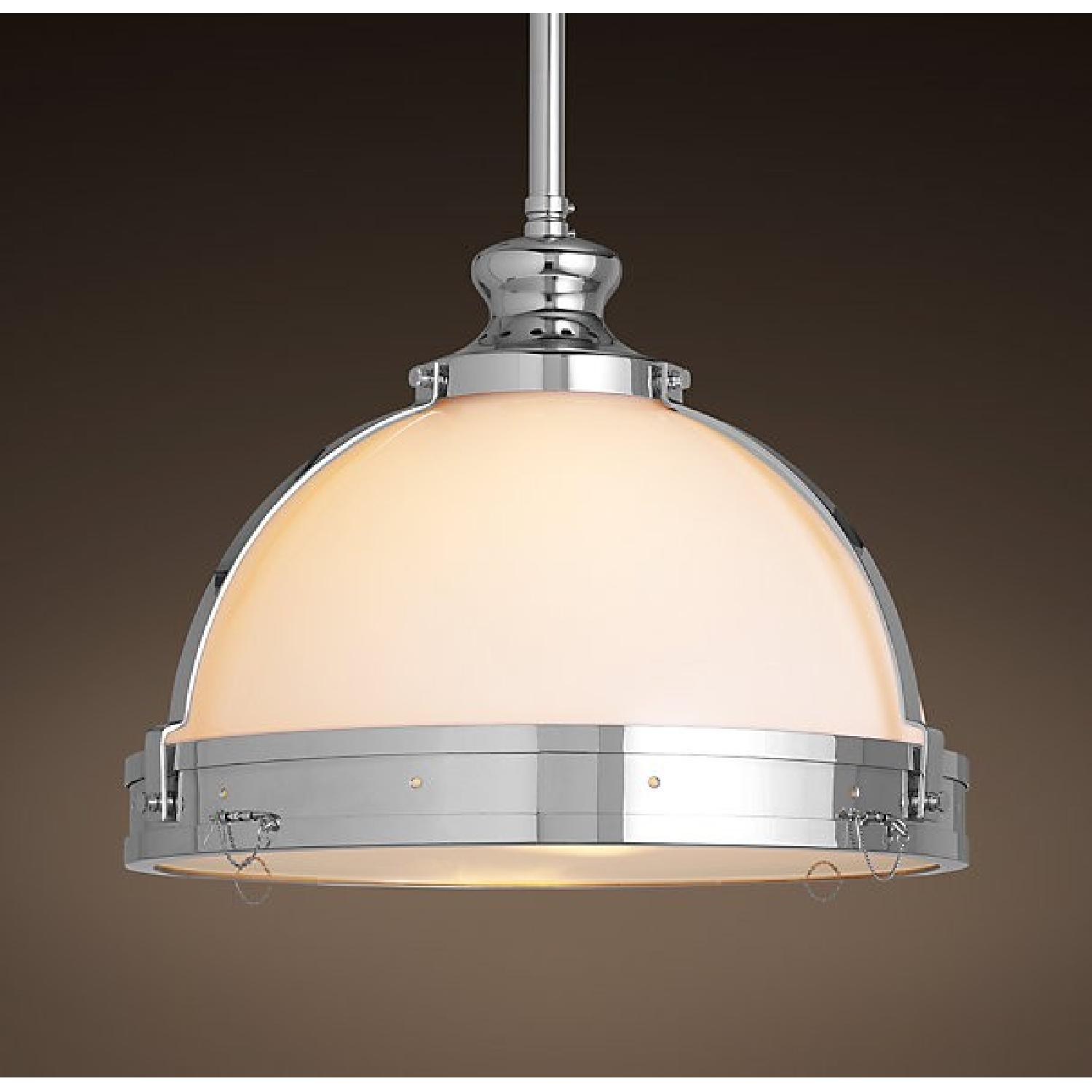 Restration Hardware Chrome/White Pendant Light - image-1