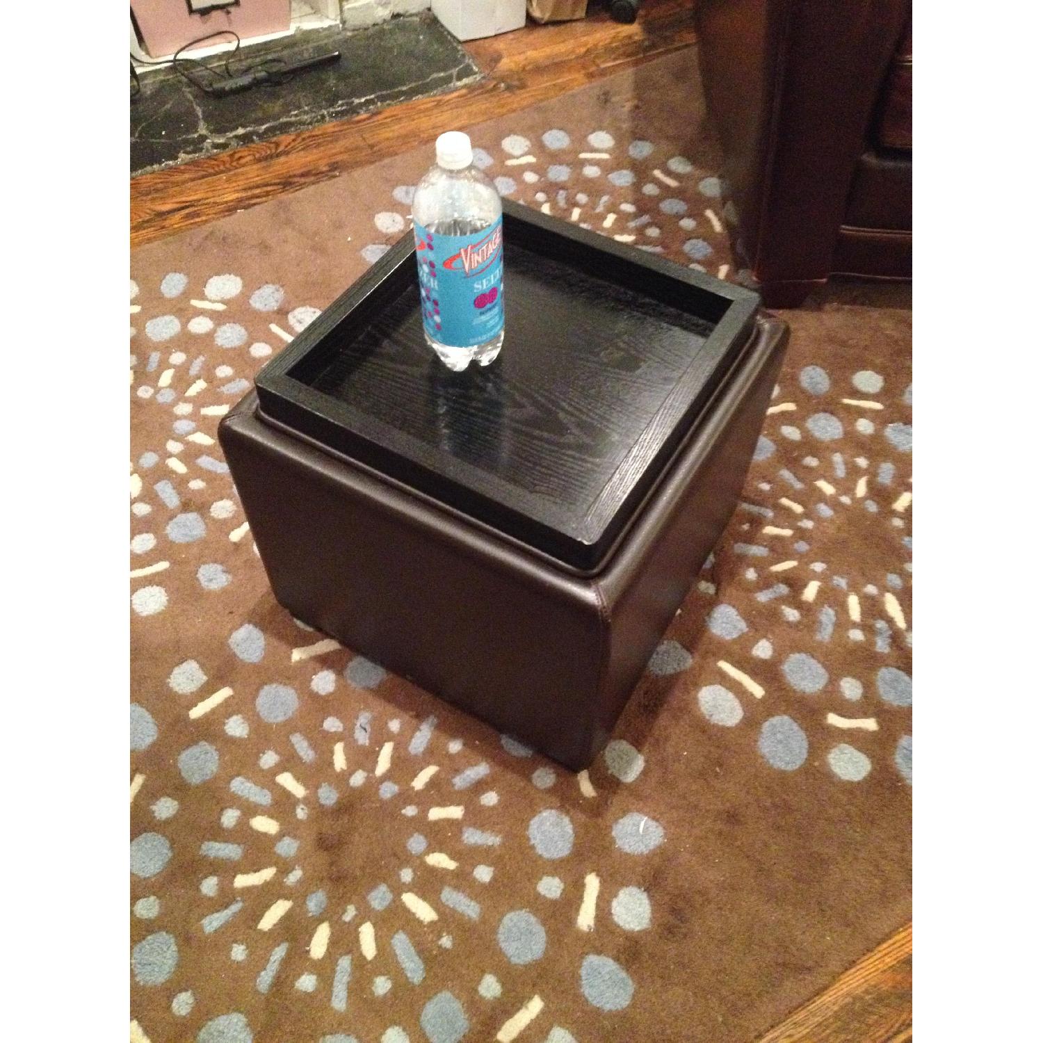 Crate & Barrel Leather Ottoman/Storage Cube - image-2