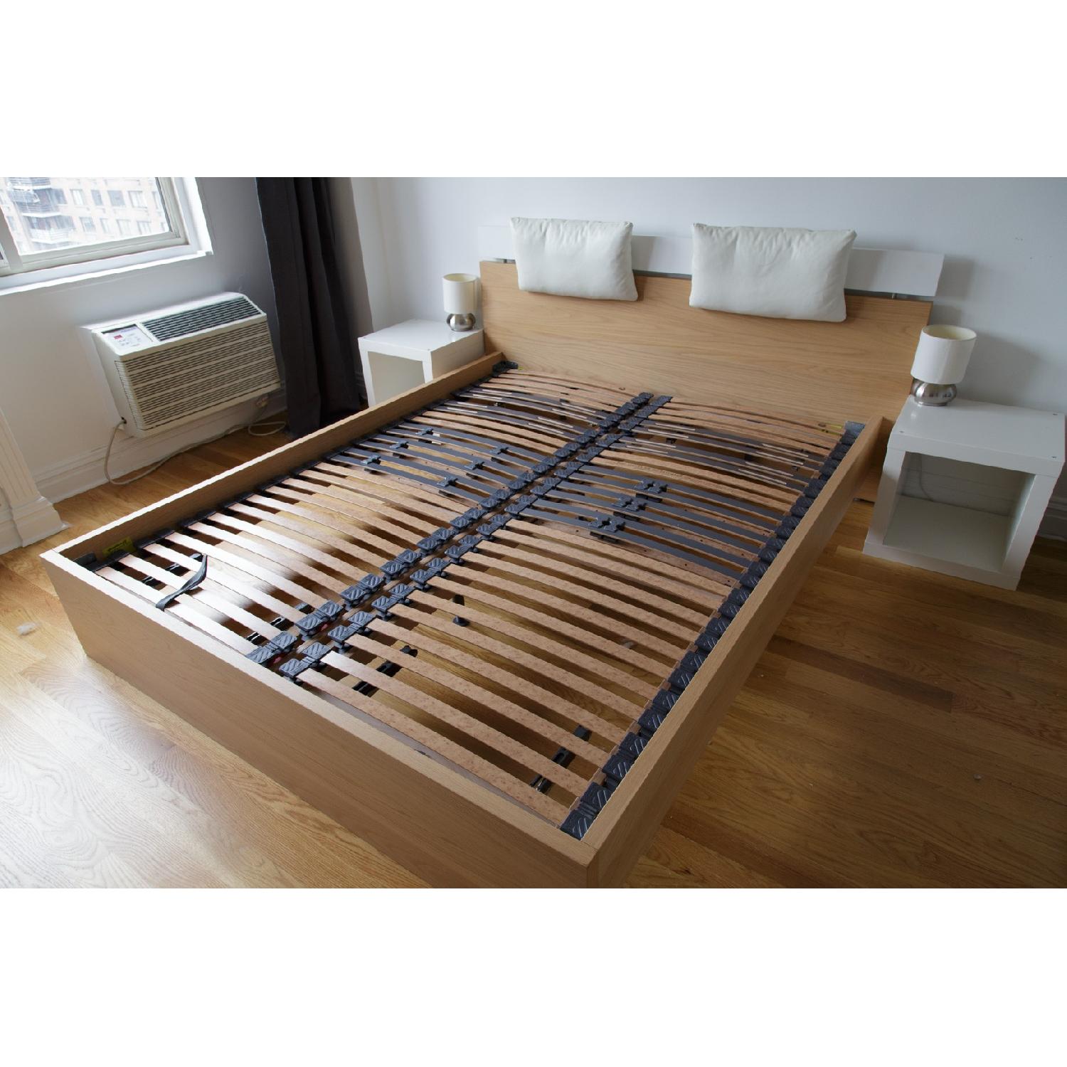 European Queen Sized Wooden Bed Frame and Slats - image-1