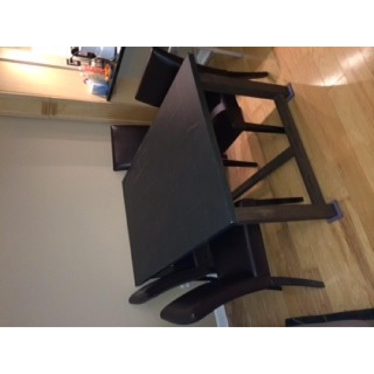 Crate & Barrel Dining Room Table w/ 4 Leather Chairs - image-1