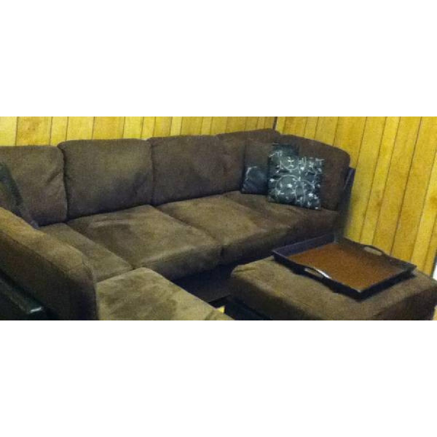 Microfiber Sectional Sofa Chaise w/ Ottoman - image-1