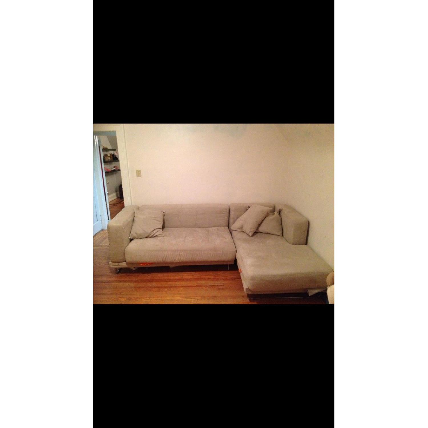 Ikea Faux Suede L Shaped Sectional with Interchangeable Chaise - image-1