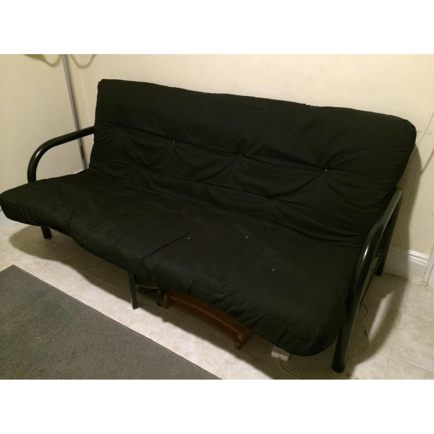 Black Futon Frame and Mattress - image-1