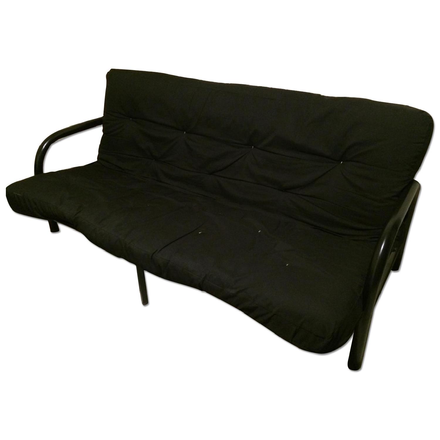 Black Futon Frame and Mattress - image-0