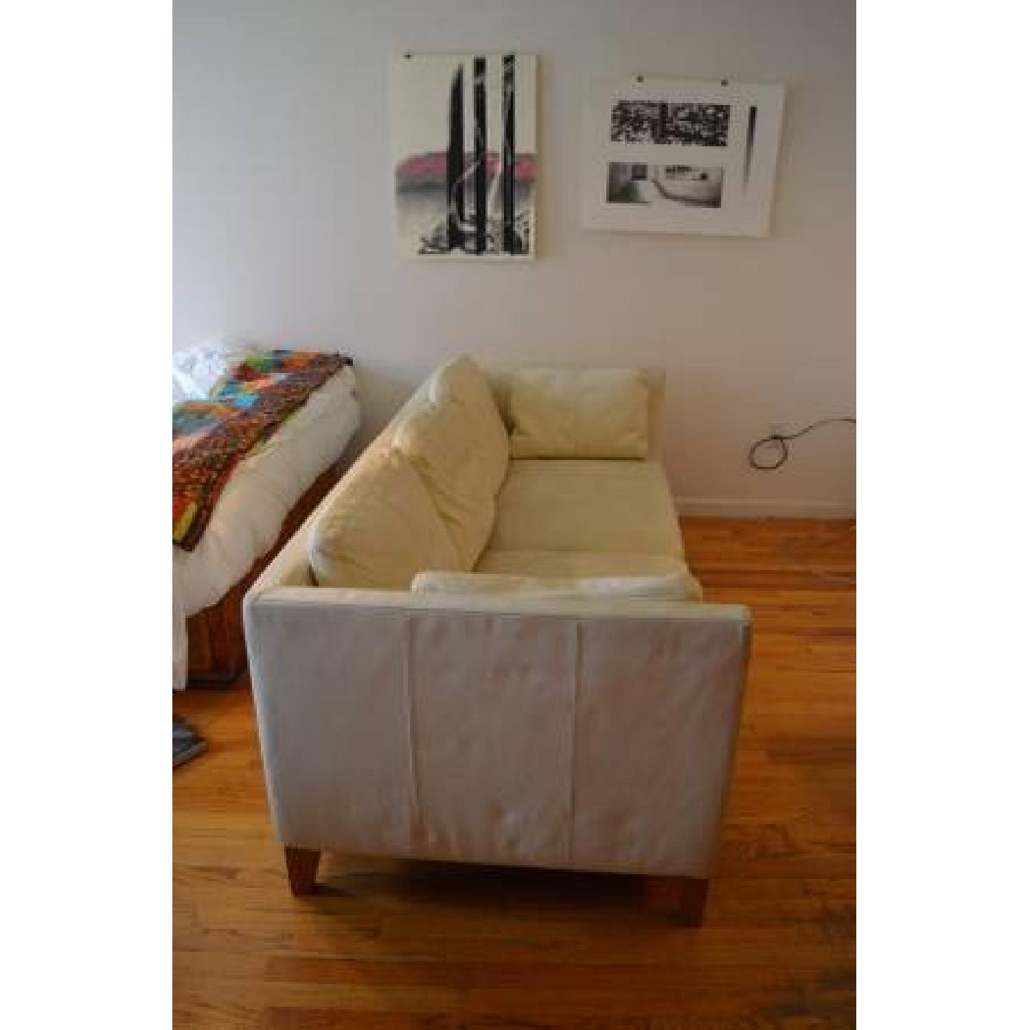 Ikea Stockholm White Leather Vintage Sofa - image-1