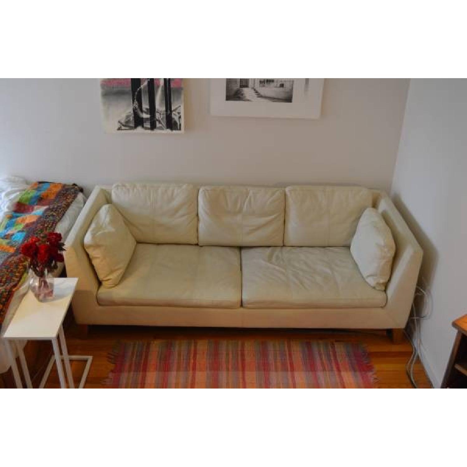 Ikea Stockholm White Leather Vintage Sofa - image-2