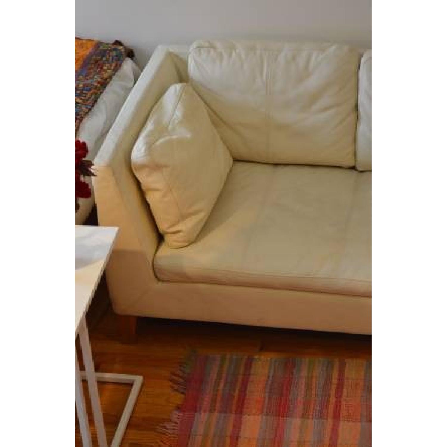 Ikea Stockholm White Leather Vintage Sofa - image-3