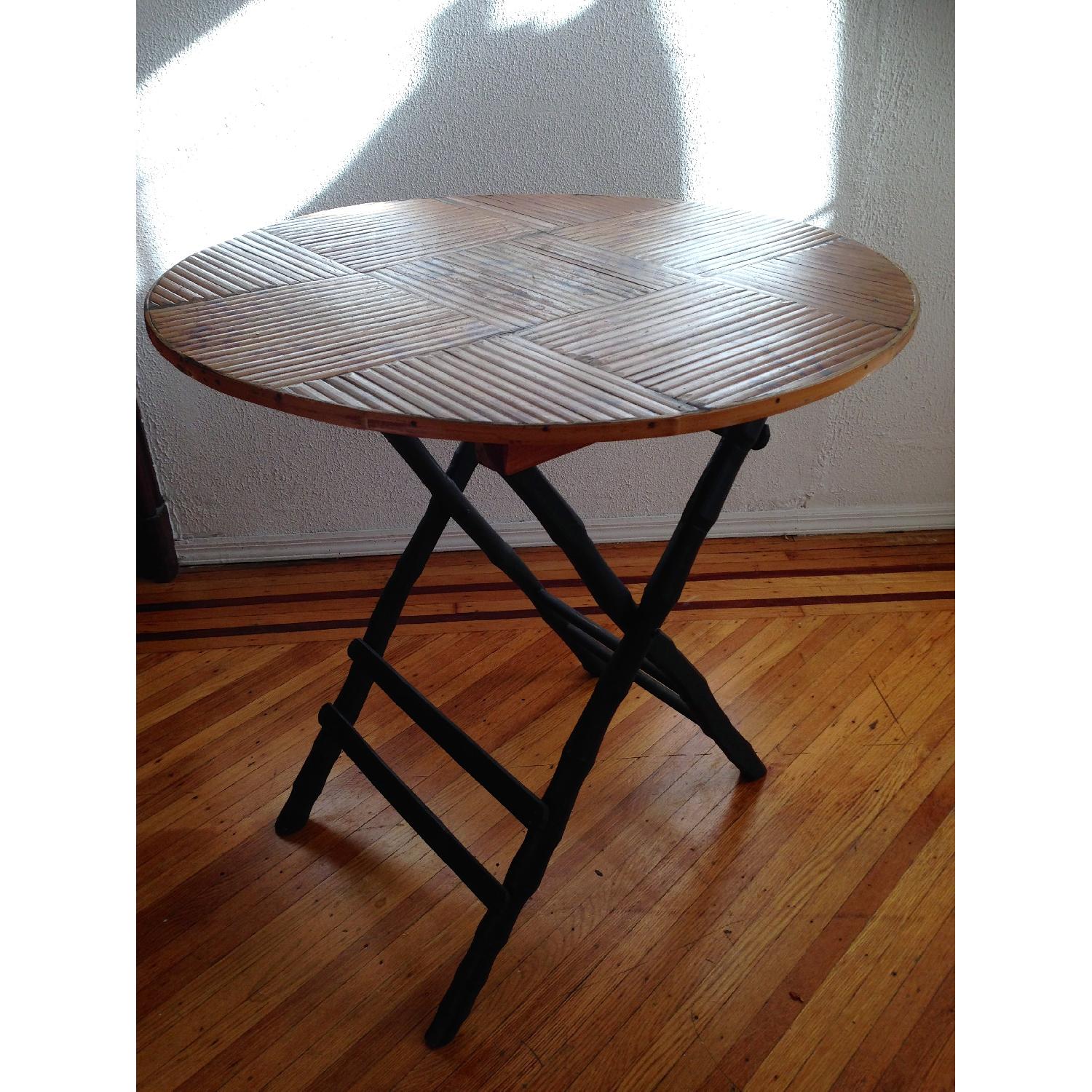 Vintage Bamboo Round Coffee Table - image-2