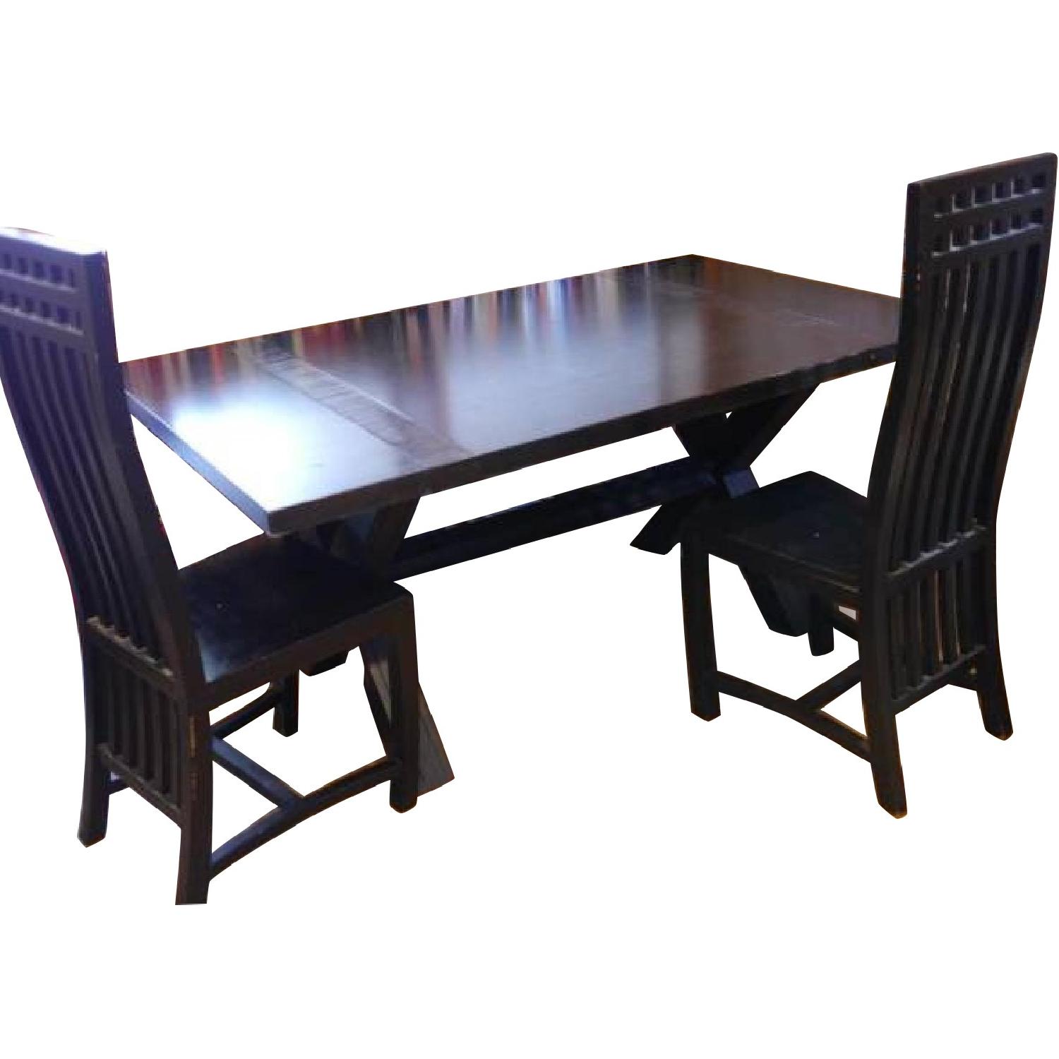 Door Store Dark Wood Dining Table w/ 4 Chairs - AptDeco