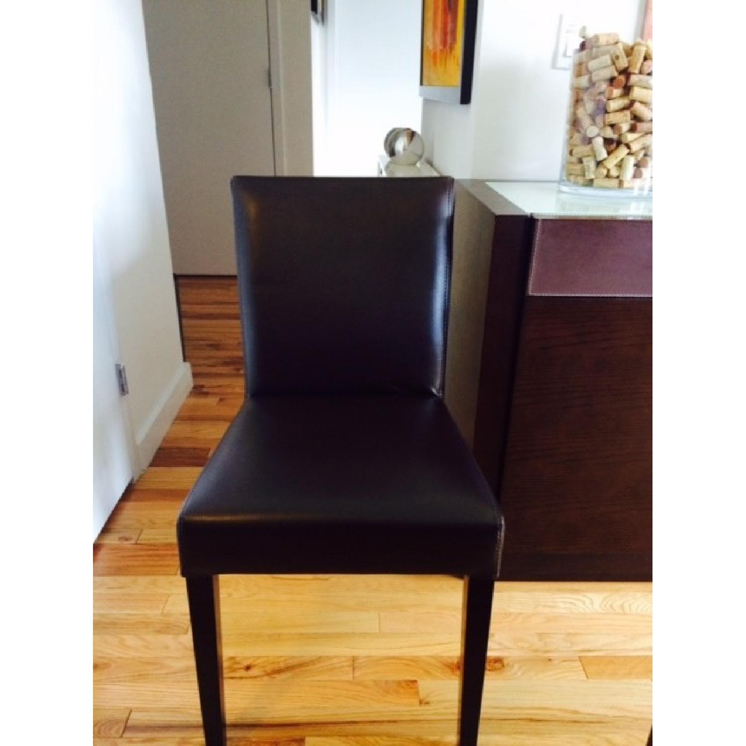 Crate & Barrel Leather Dining Chairs Set of 4 AptDeco