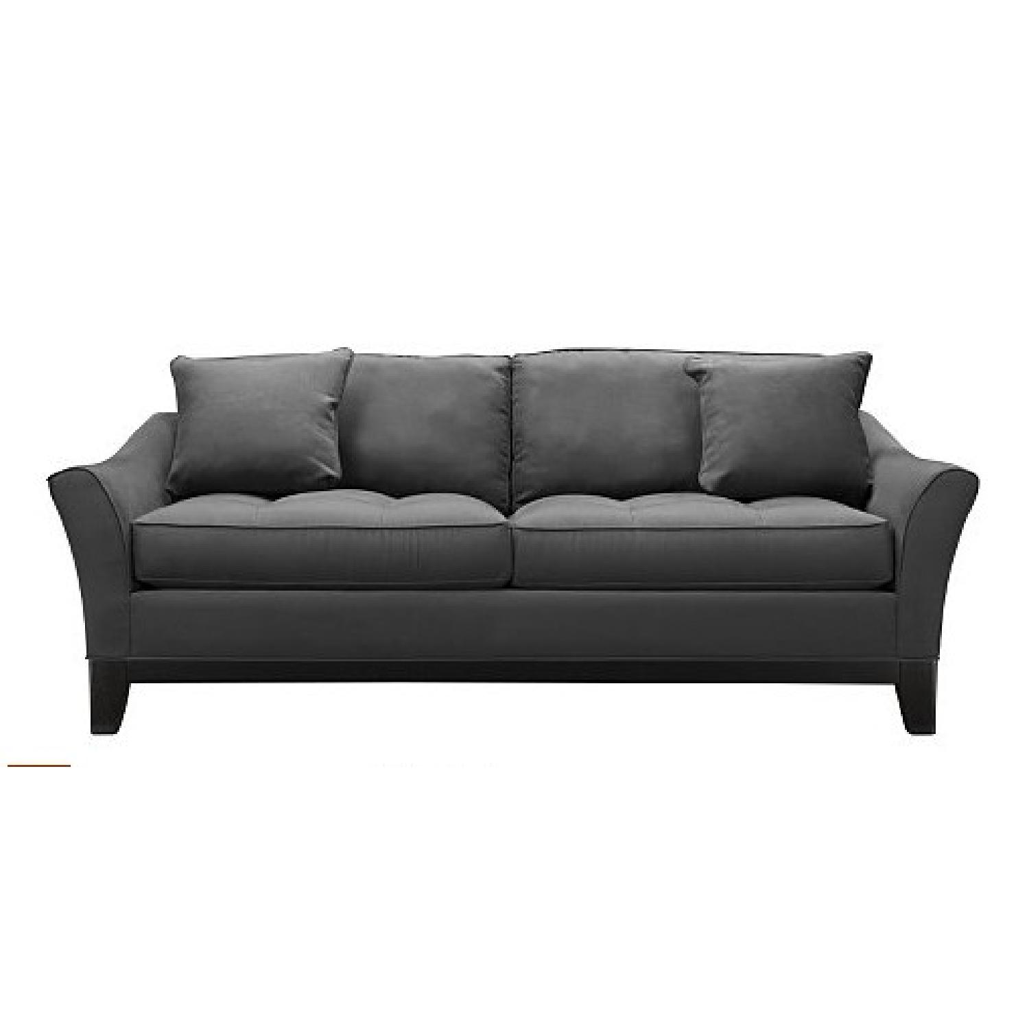 Raymour & Flanigan Grey Rory Microfiber Sofa + Ottoman AptDeco