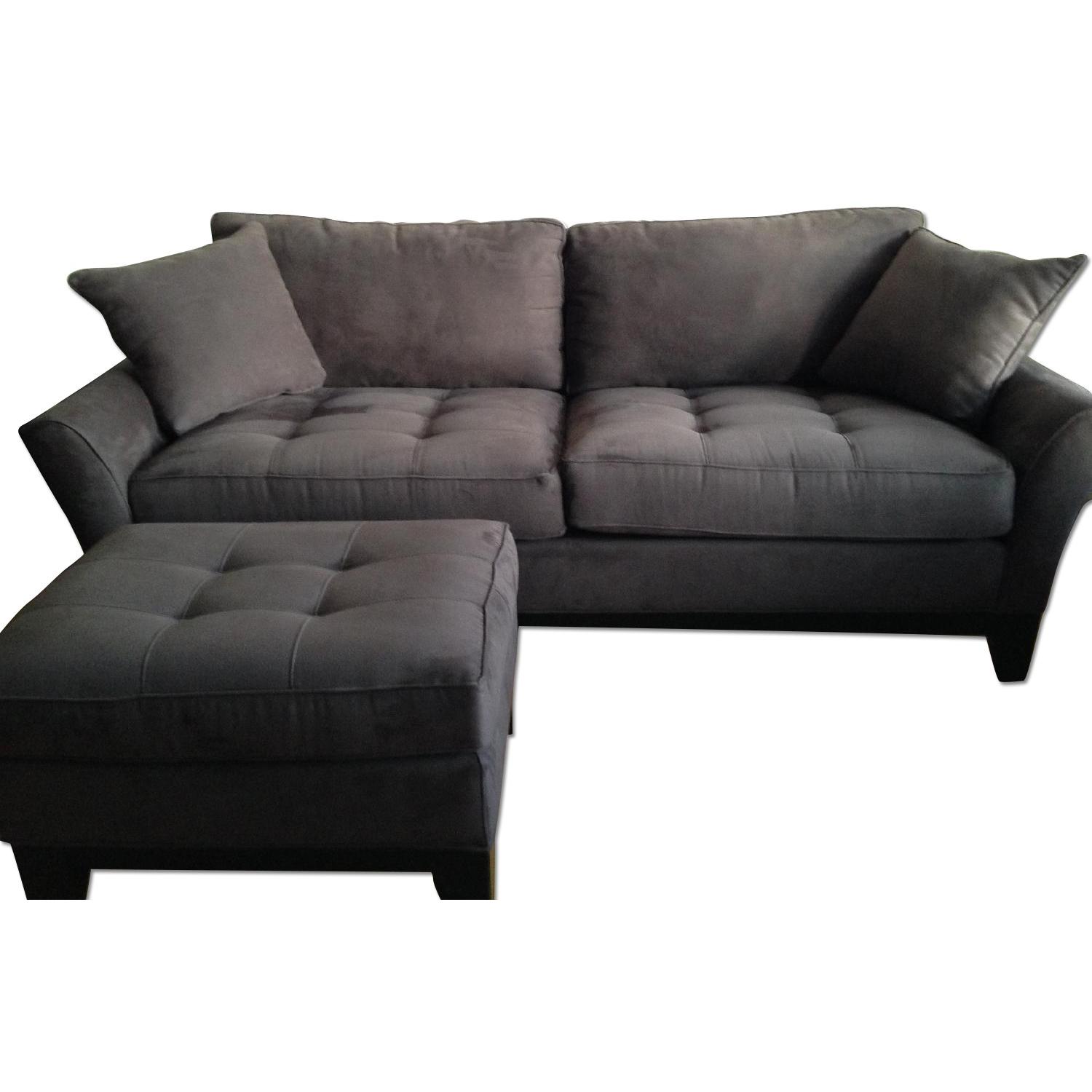 Raymour & Flanigan Grey Rory Microfiber Sofa + Ottoman AptDeco
