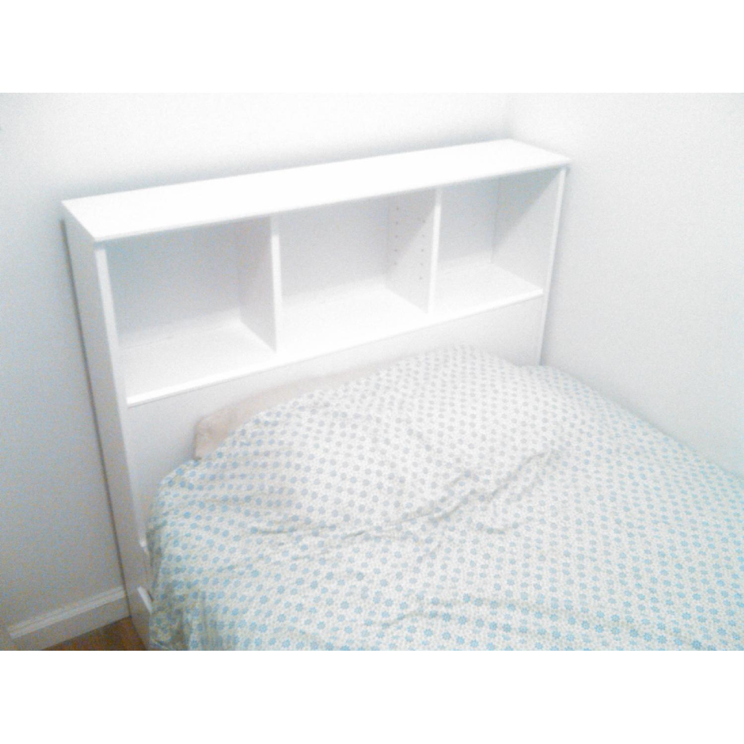 White Twin Bed w/ Storage Drawers and Cubbies - image-1