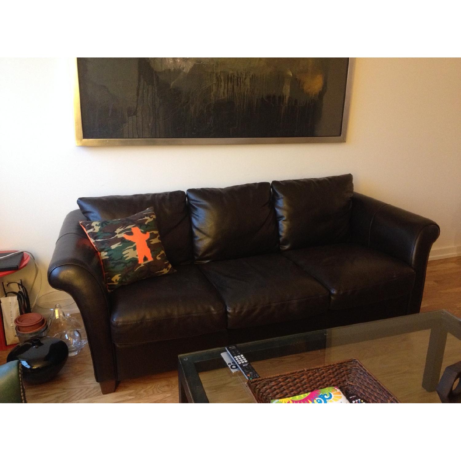 Natuzzi Italsofa Brown Leather Sofa AptDeco