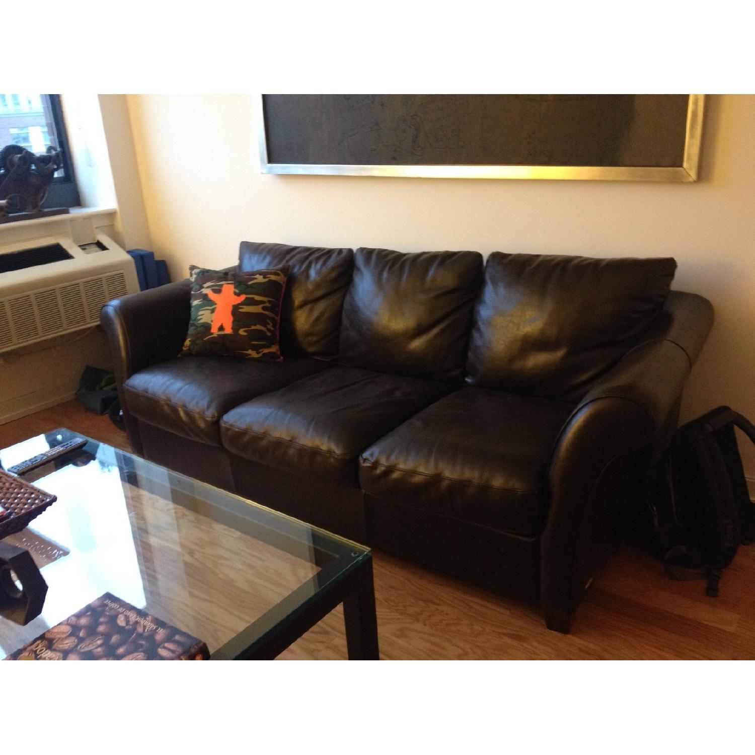 Natuzzi Italsofa Brown Leather Sofa AptDeco