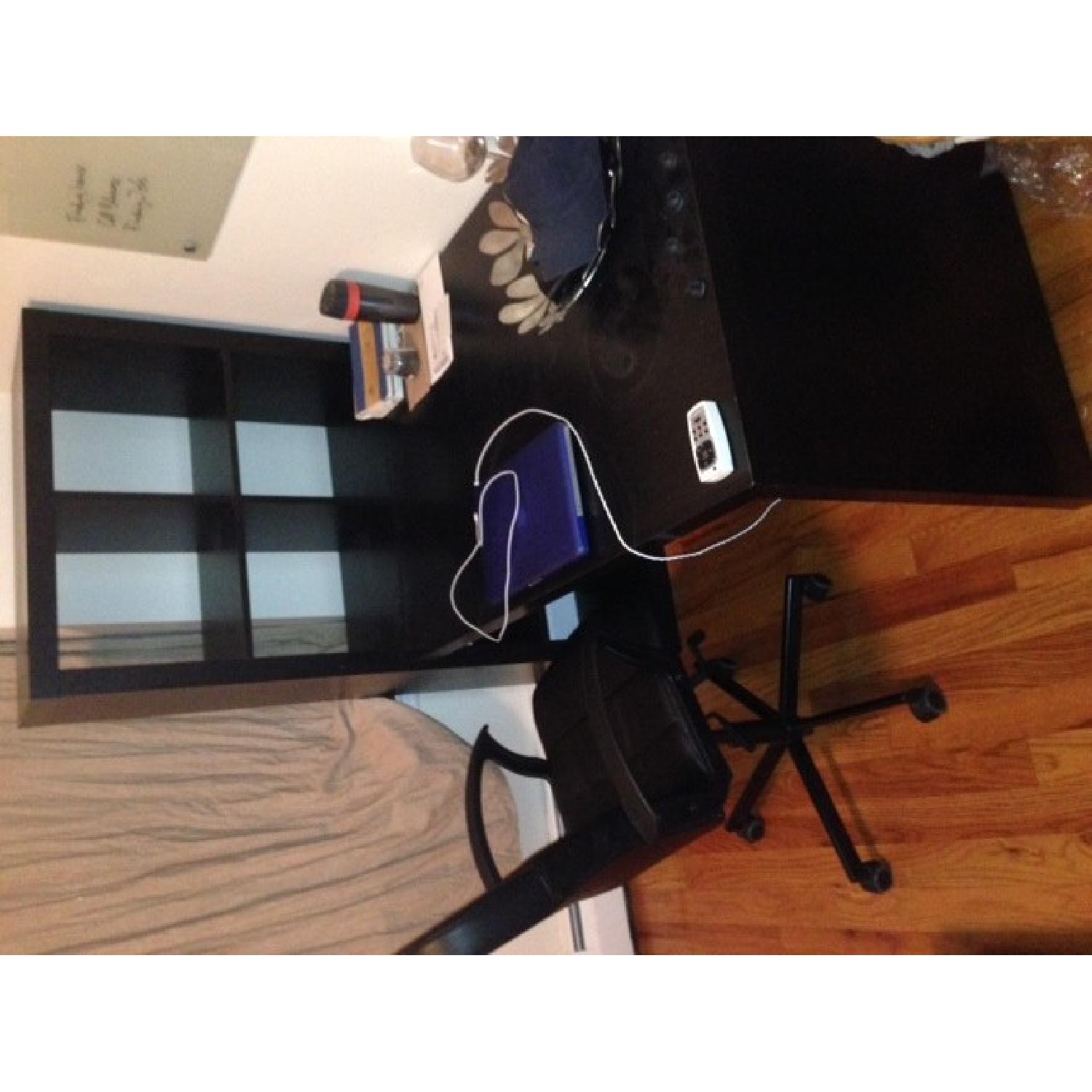 Ikea Expedit Desk and Bookcase Cube Display and chair - image-1