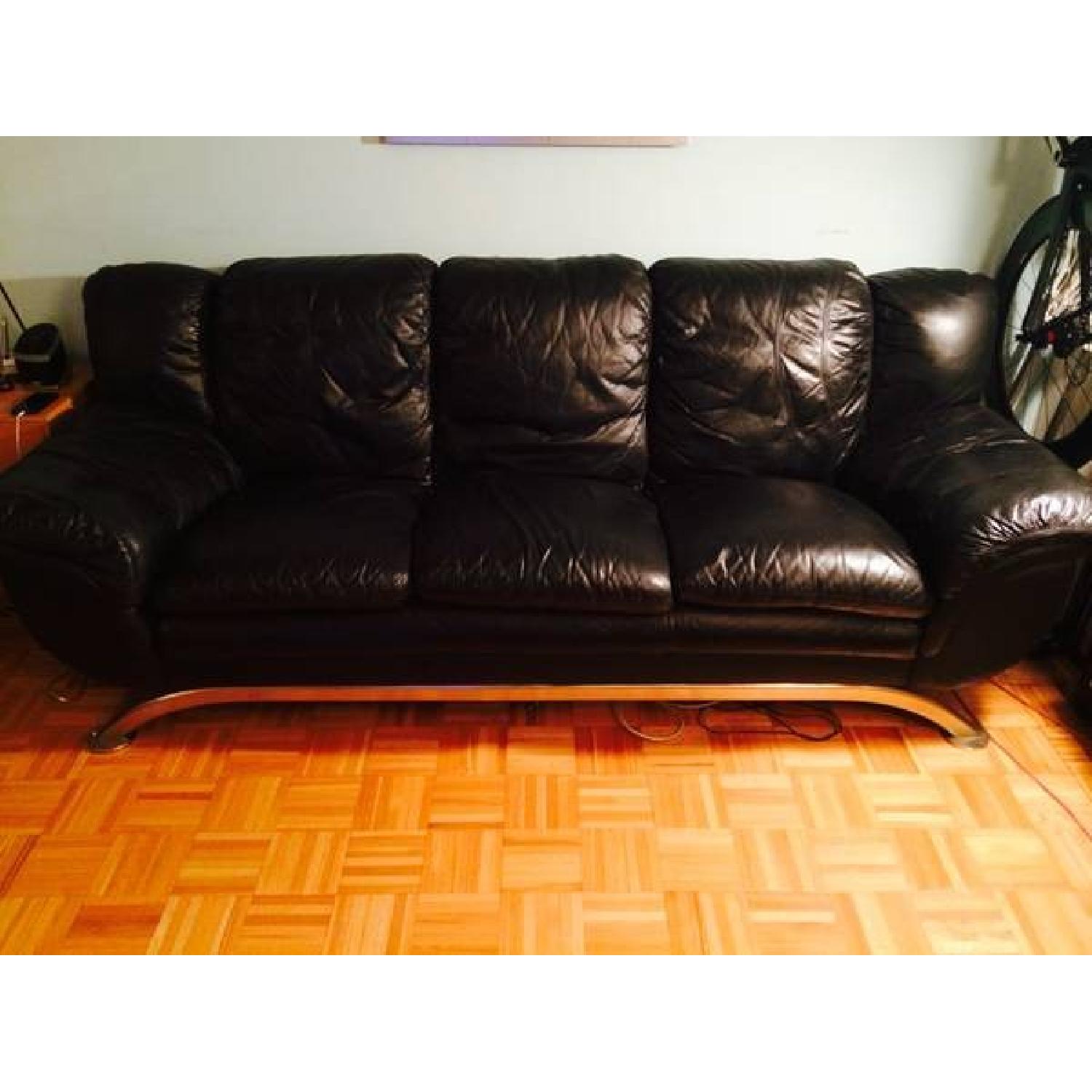 Modern Black Italian Leather Couch AptDeco