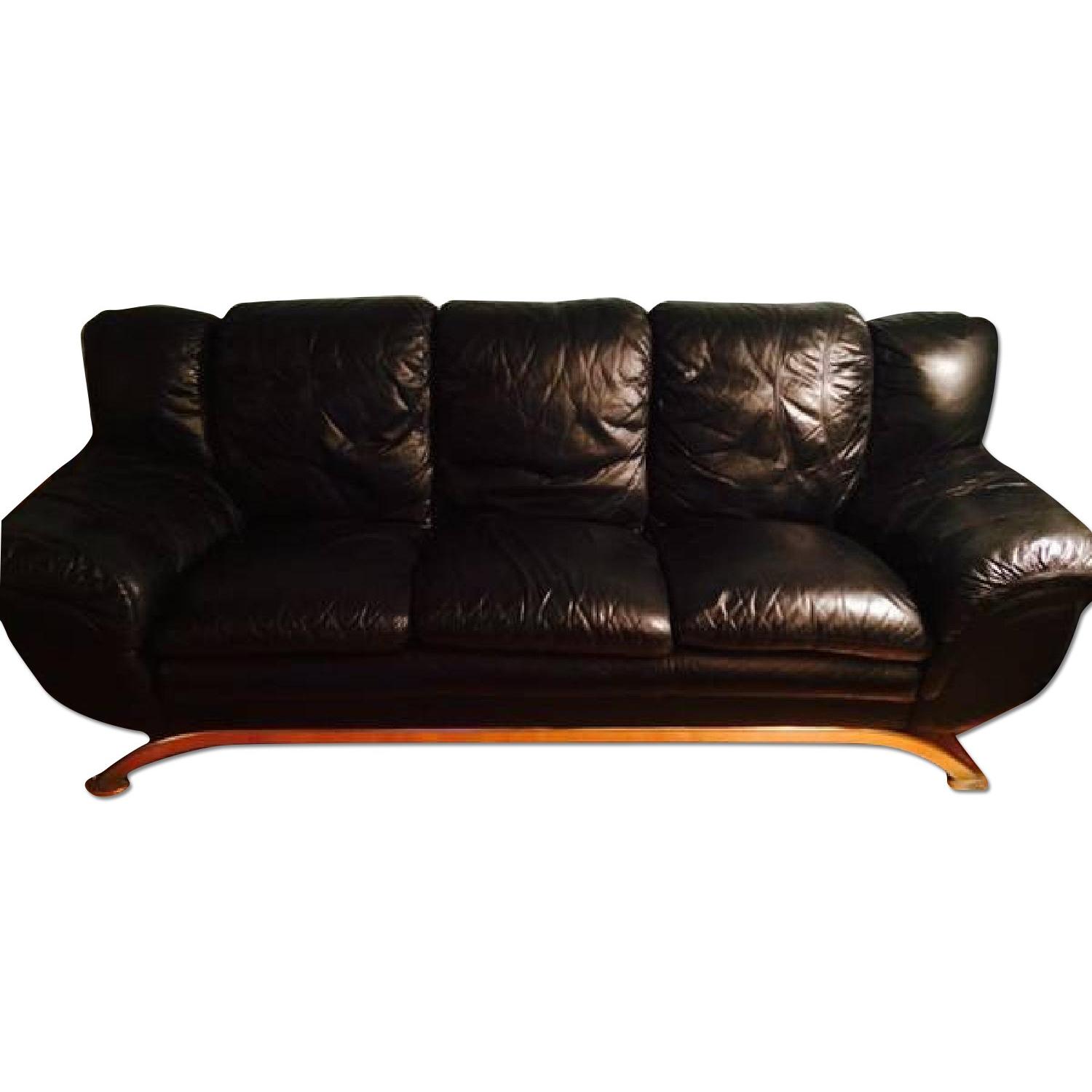 Modern Black Italian Leather Couch AptDeco