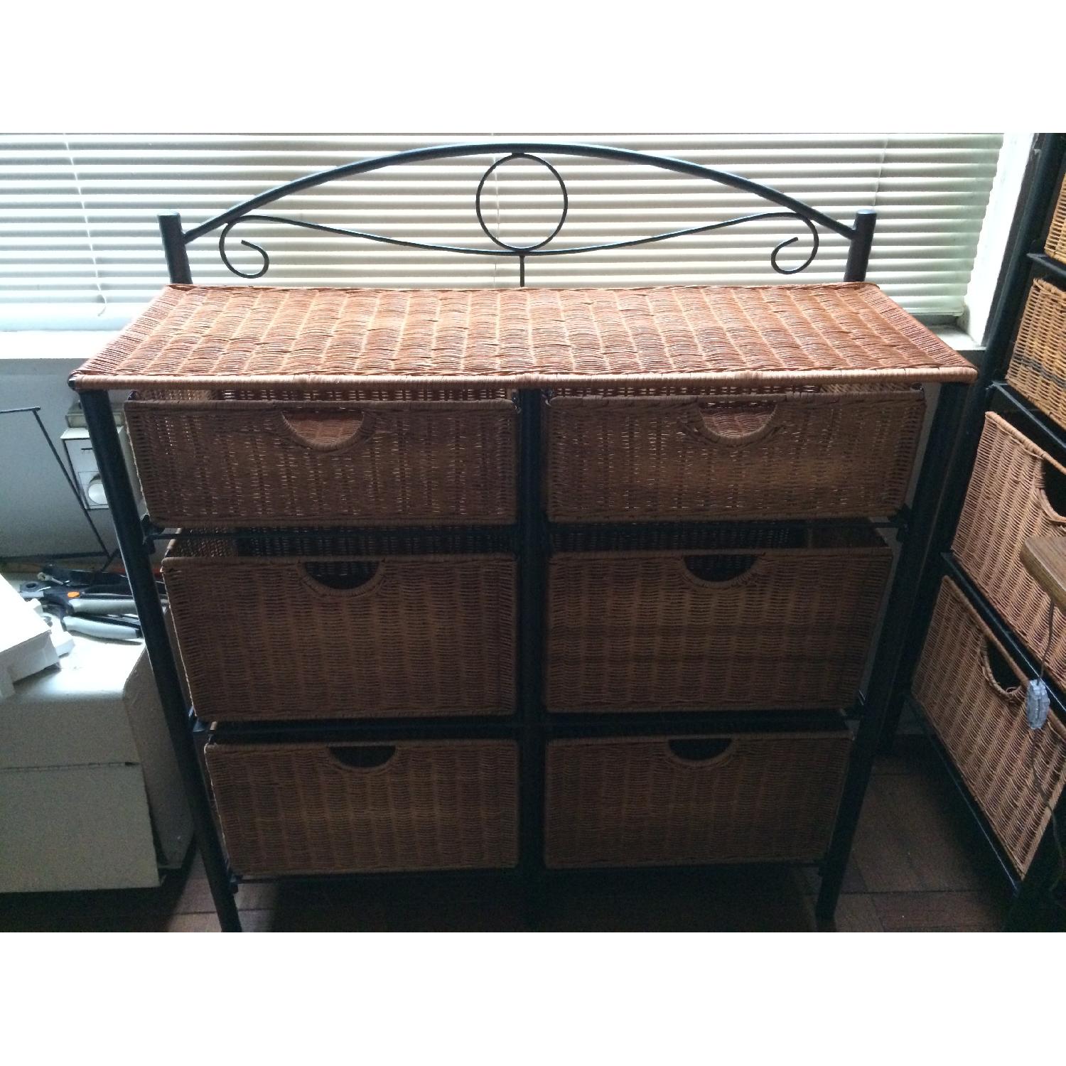 Southern Enterprises Inc. Black Metal Frame w/ Wicker Drawers - image-1