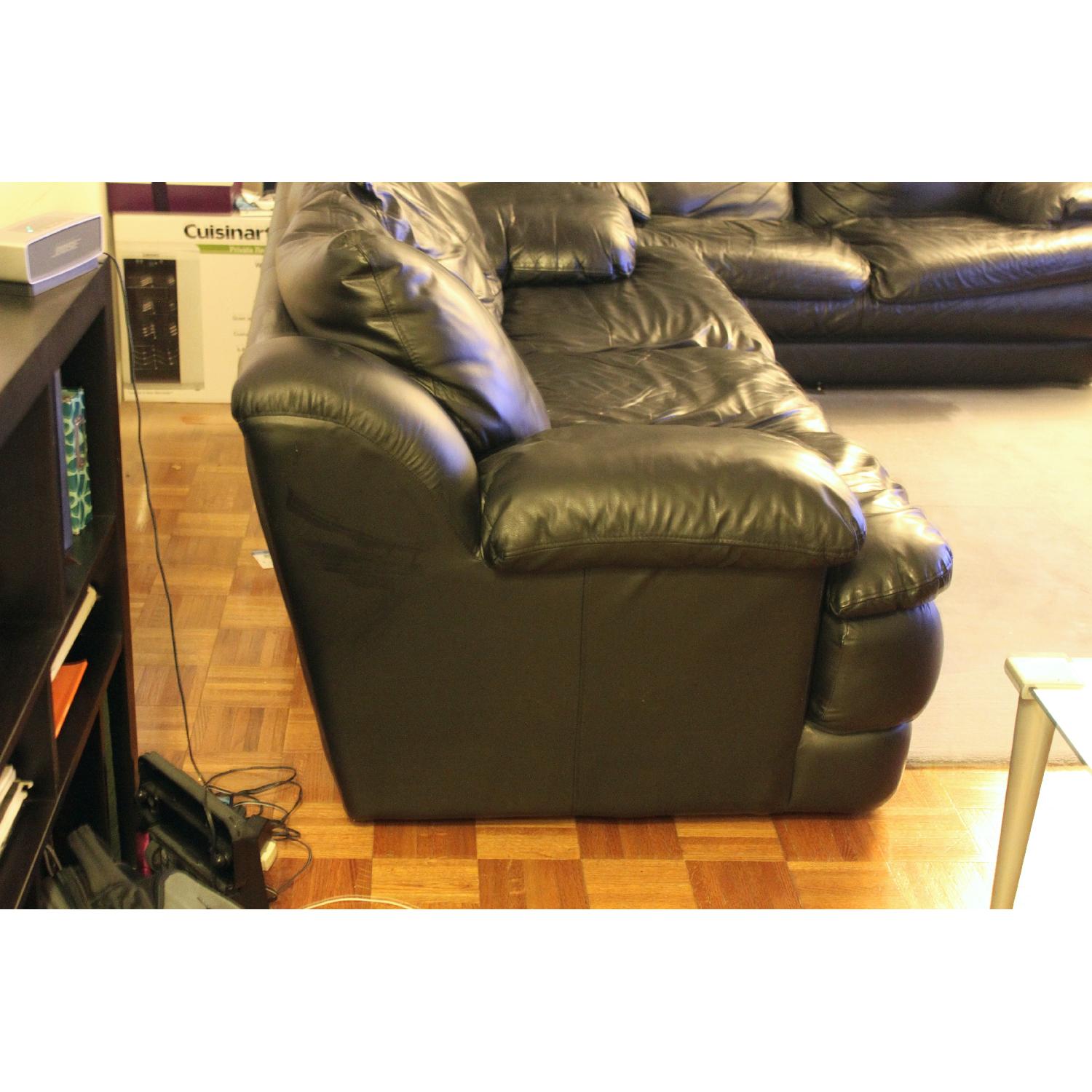 Black Leather 3 Seater Sofa - image-3