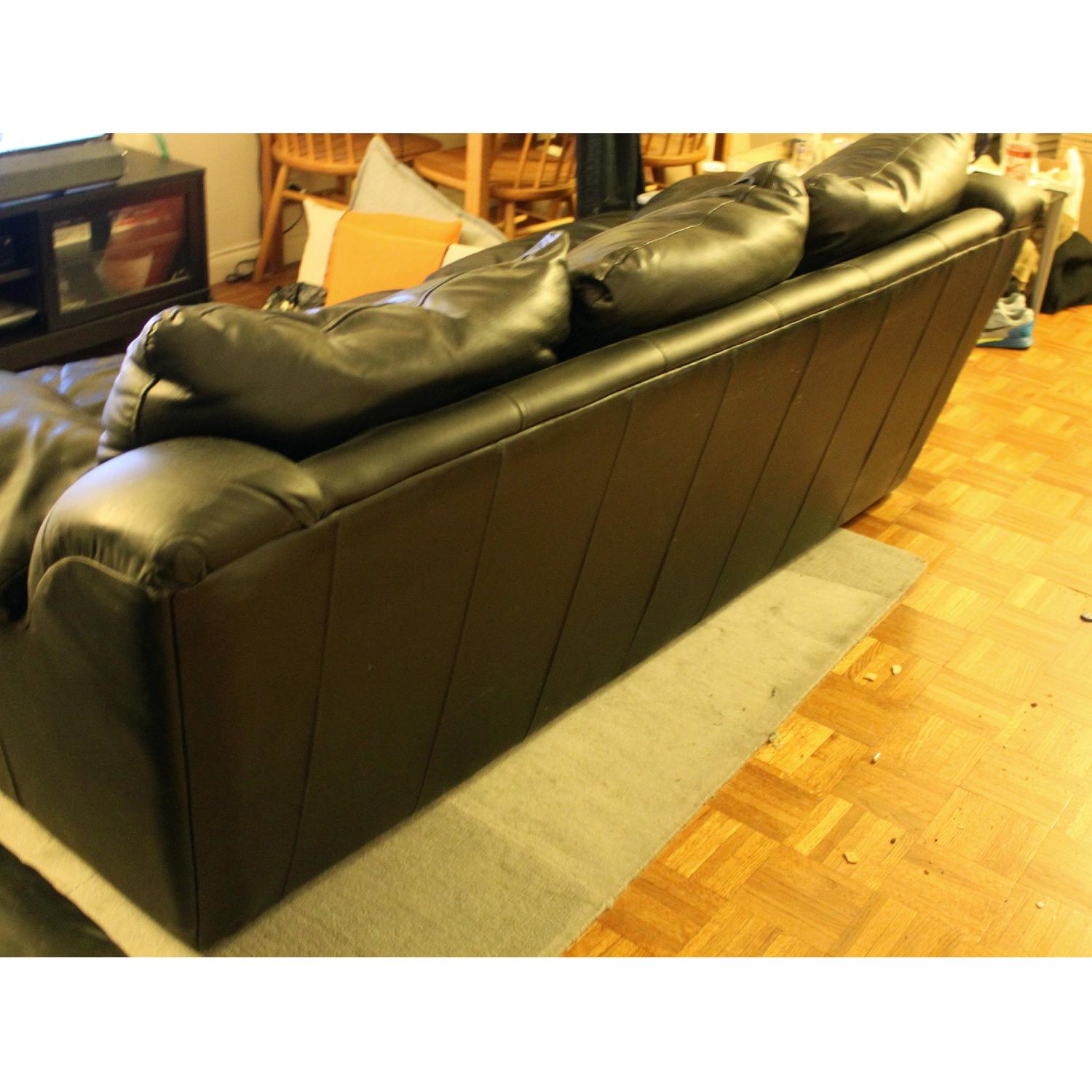 Black Leather 3 Seater Sofa - image-4