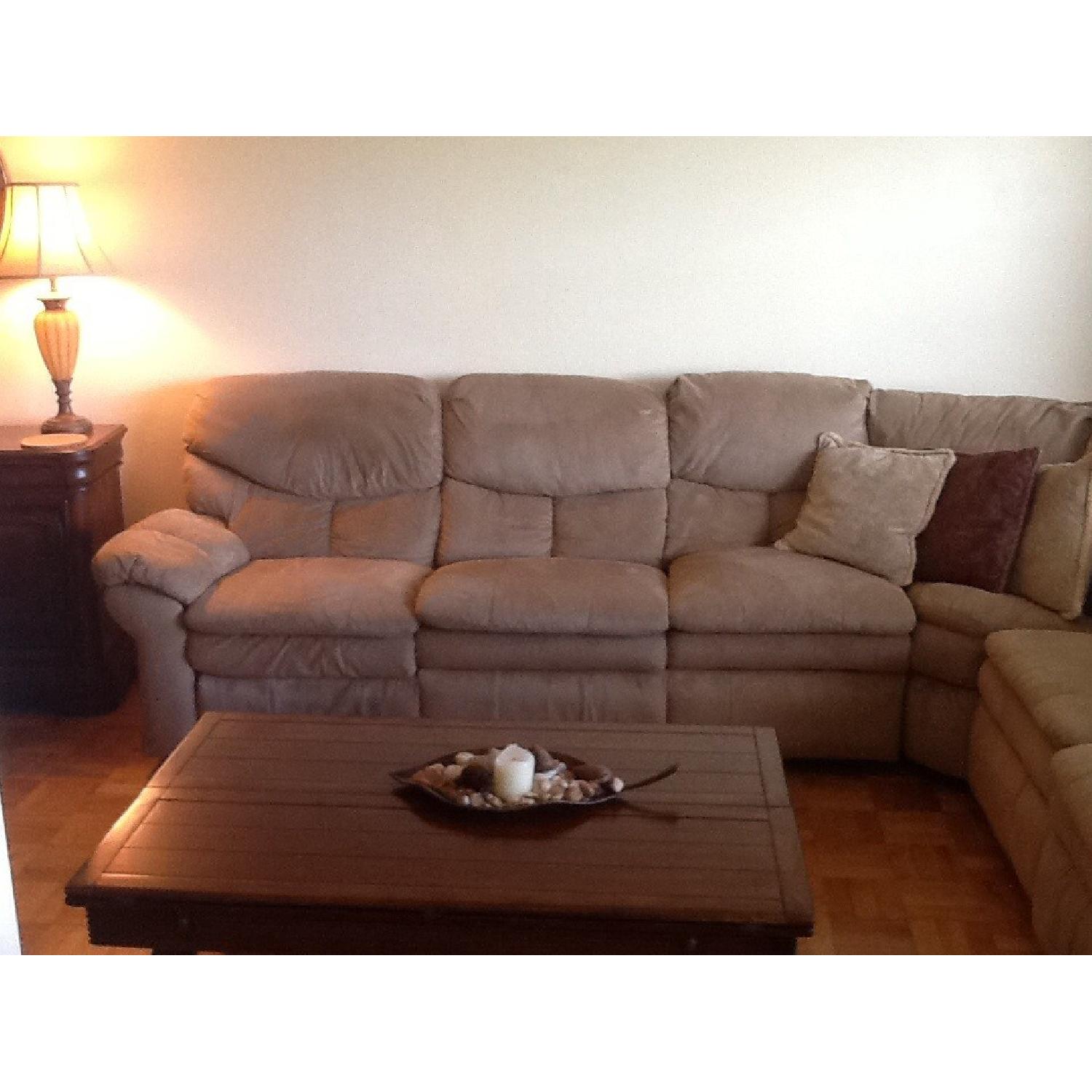 Raymour & Flanigan Sectional Corner Sofa w/ Recliner - image-1