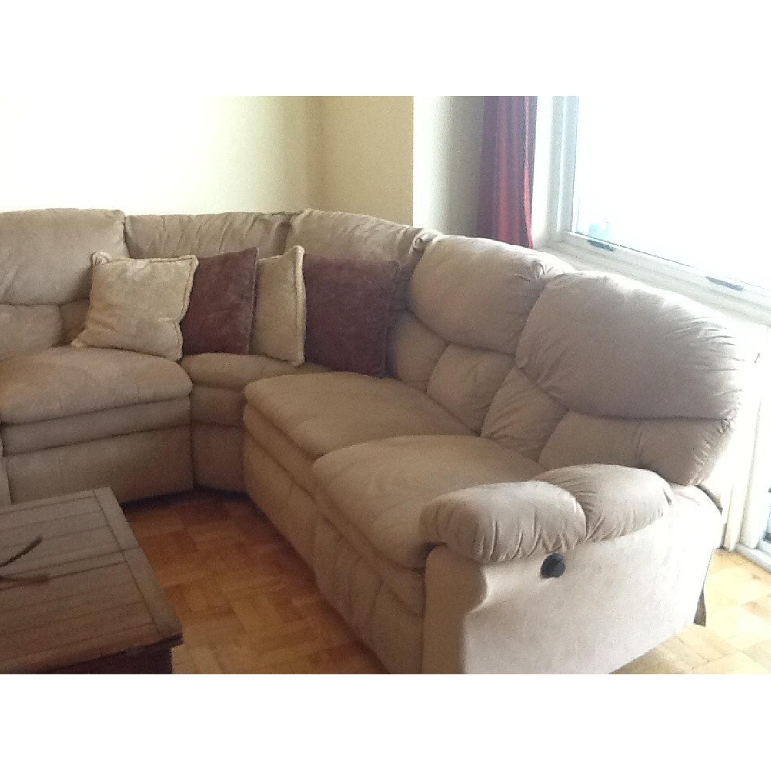 Raymour & Flanigan Sectional Corner Sofa w/ Recliner - image-2