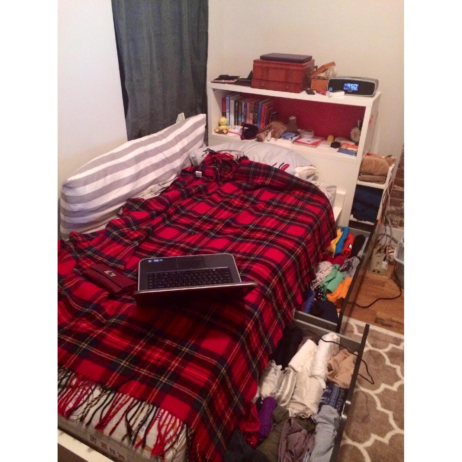 Ikea Flaxa Twin Size Bed w/ Drawers + Storage Headboard - image-5