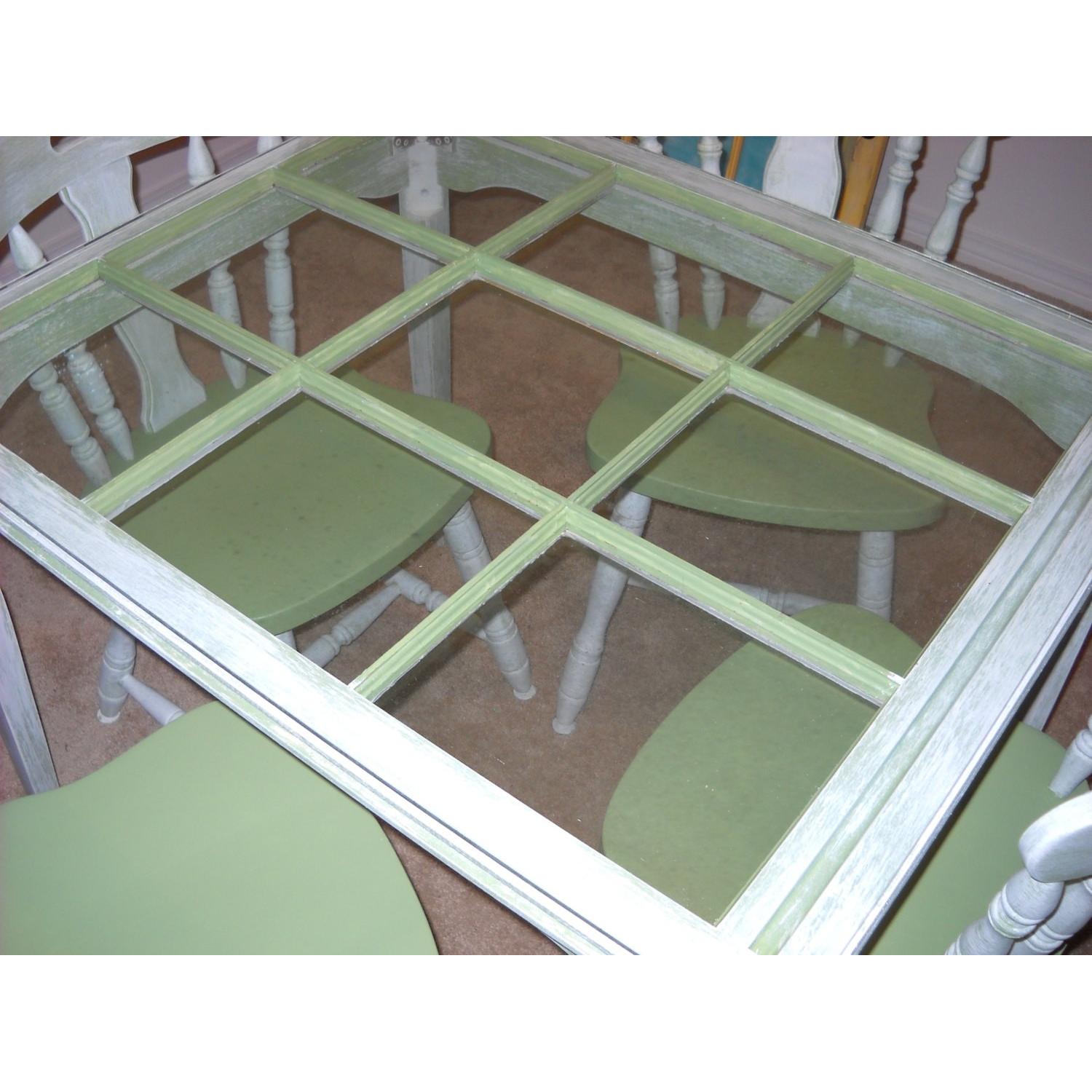 Wooden Window Dining Table w/ 4 Chairs - image-2