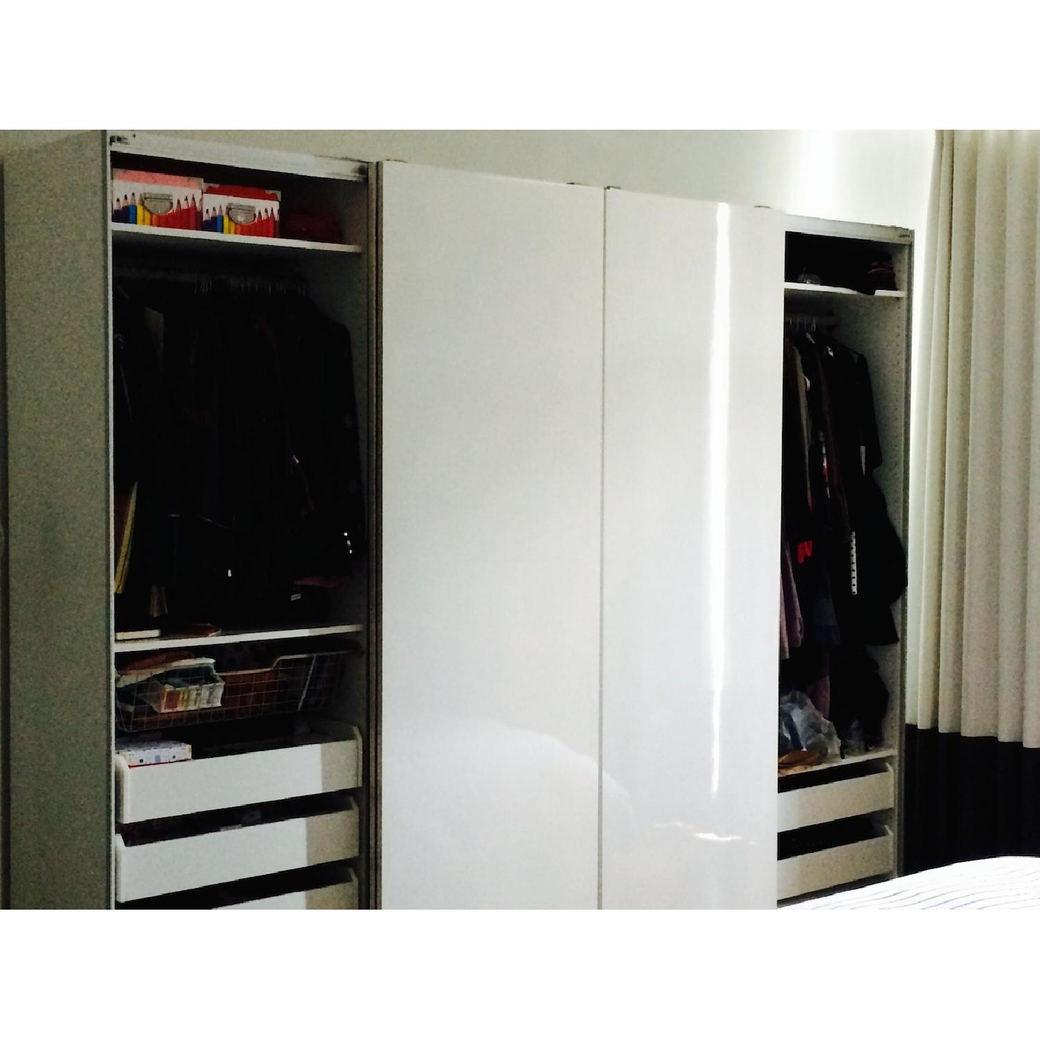 Ikea PAx White Glossy Wardrobe w/ Sliding Doors - Set of 2 - image-3