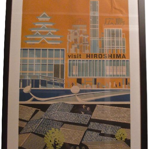 Used Hiroshima Japan Mid Century Framed Vintage Travel Poster. for sale on AptDeco