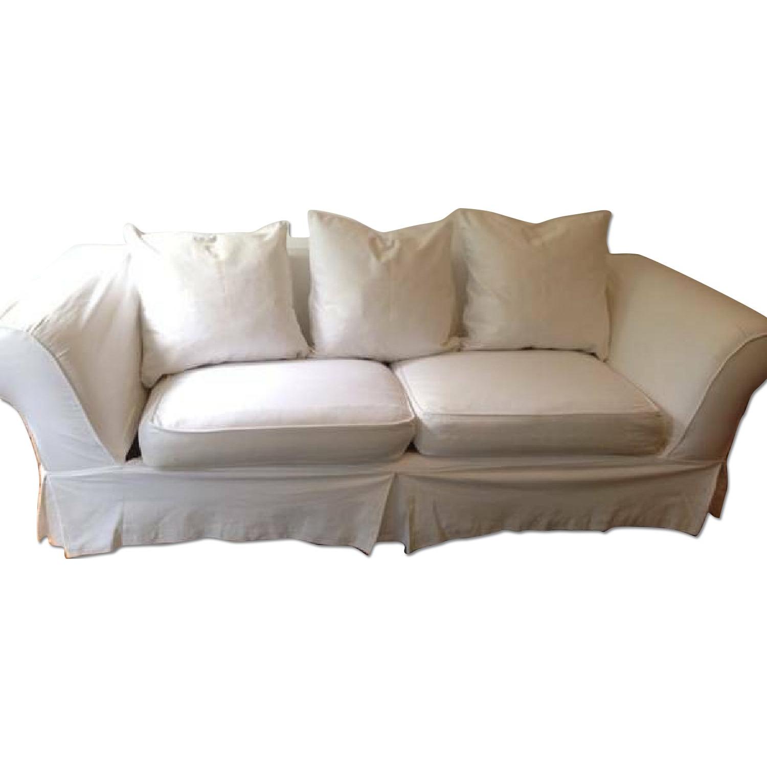 Pottery Barn Sleeper Sofa w/ White Slipcover AptDeco