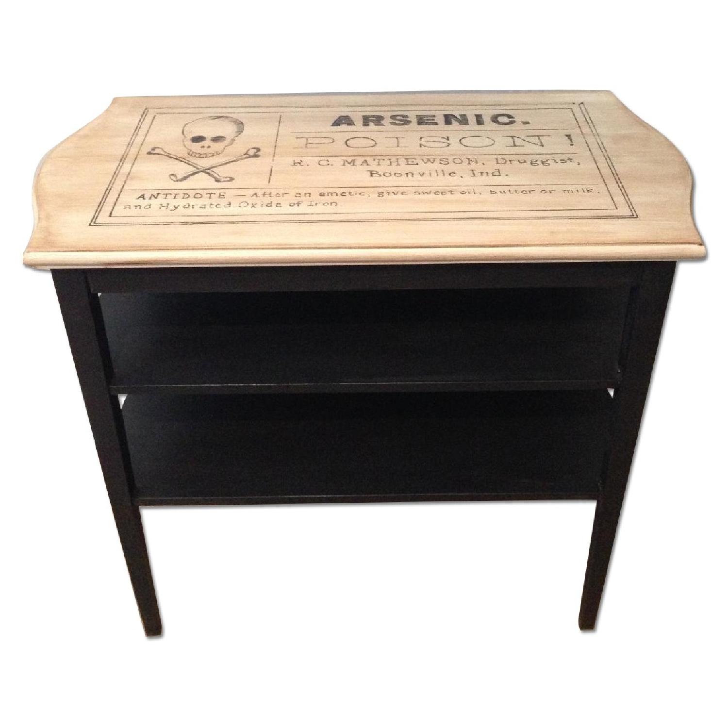 Vintage Poison Label Shelf Table - AptDeco
