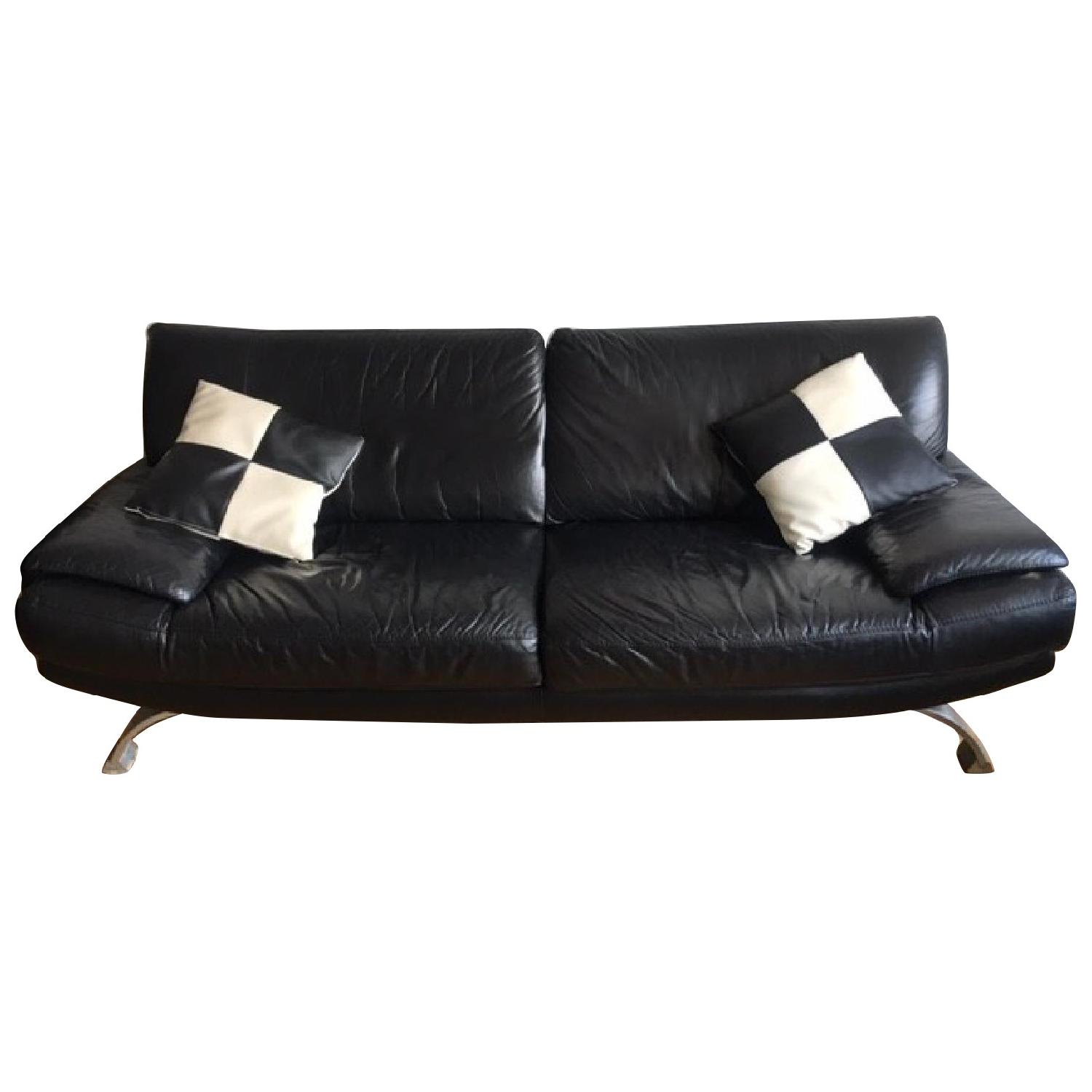Hwa Tat Lee Black Leather Sofa AptDeco