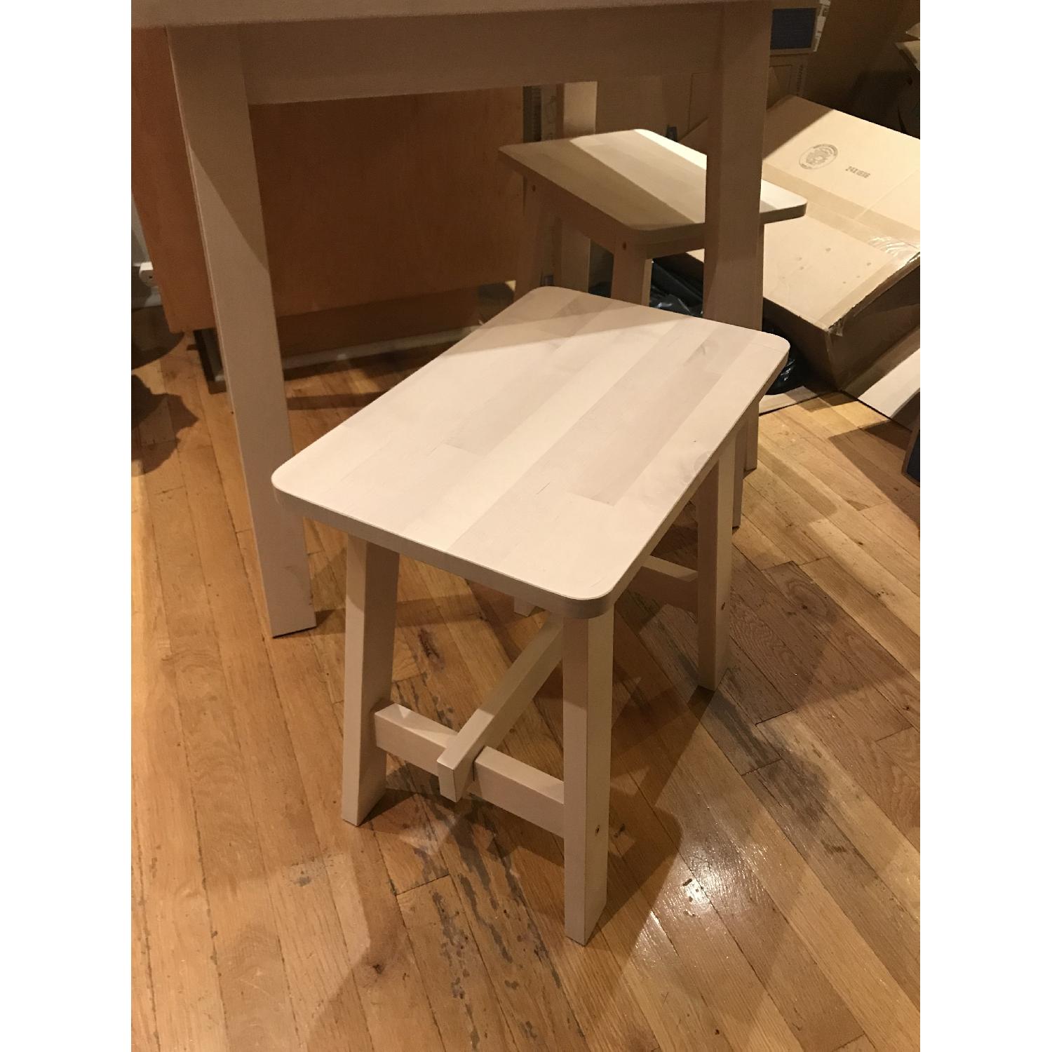 Ikea Norraker Birch Dining Table w/ 2 Stools - image-2