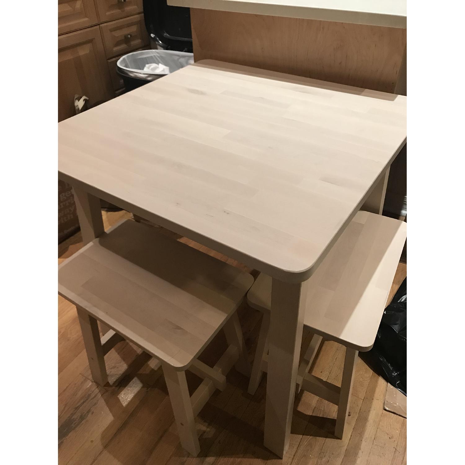 Ikea Norraker Birch Dining Table w/ 2 Stools - image-3