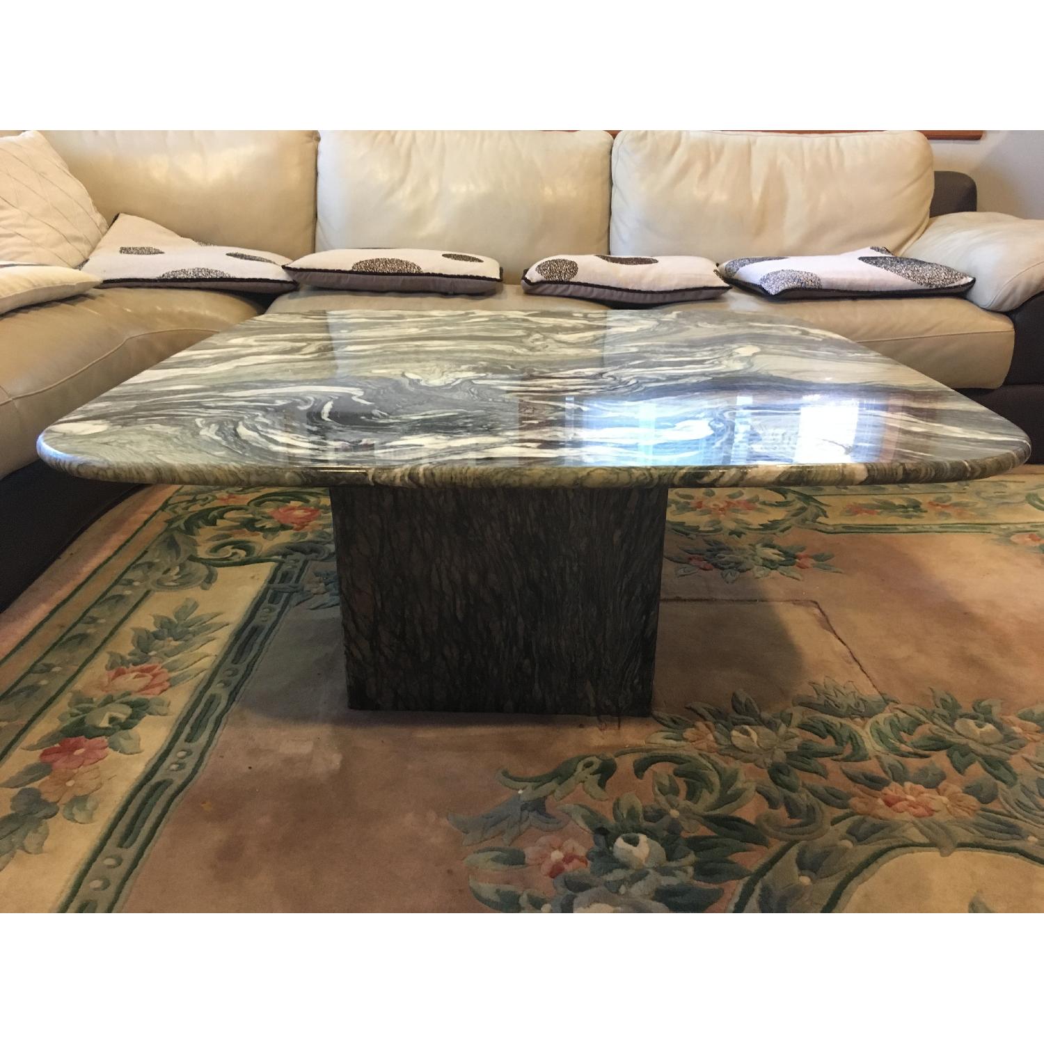 Custom Made Grey Marble Coffee Table AptDeco