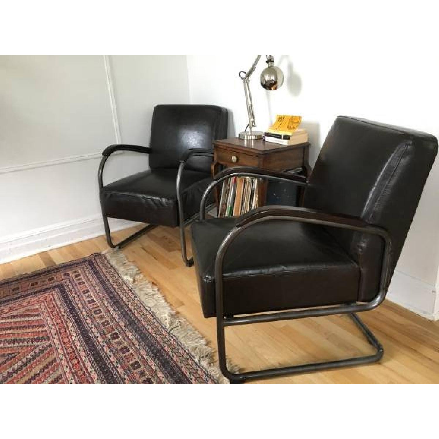 World Market Mid Century Leather Accent Arm Chair - image-1