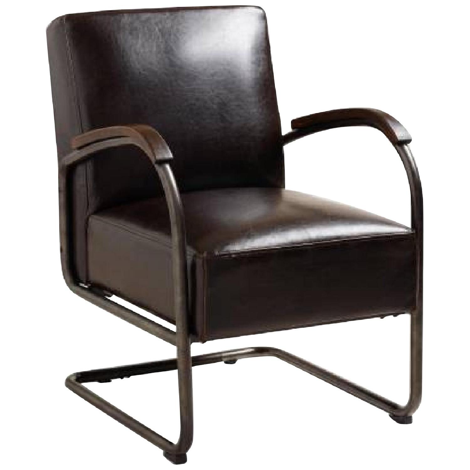 World Market Mid Century Leather Accent Arm Chair - image-0