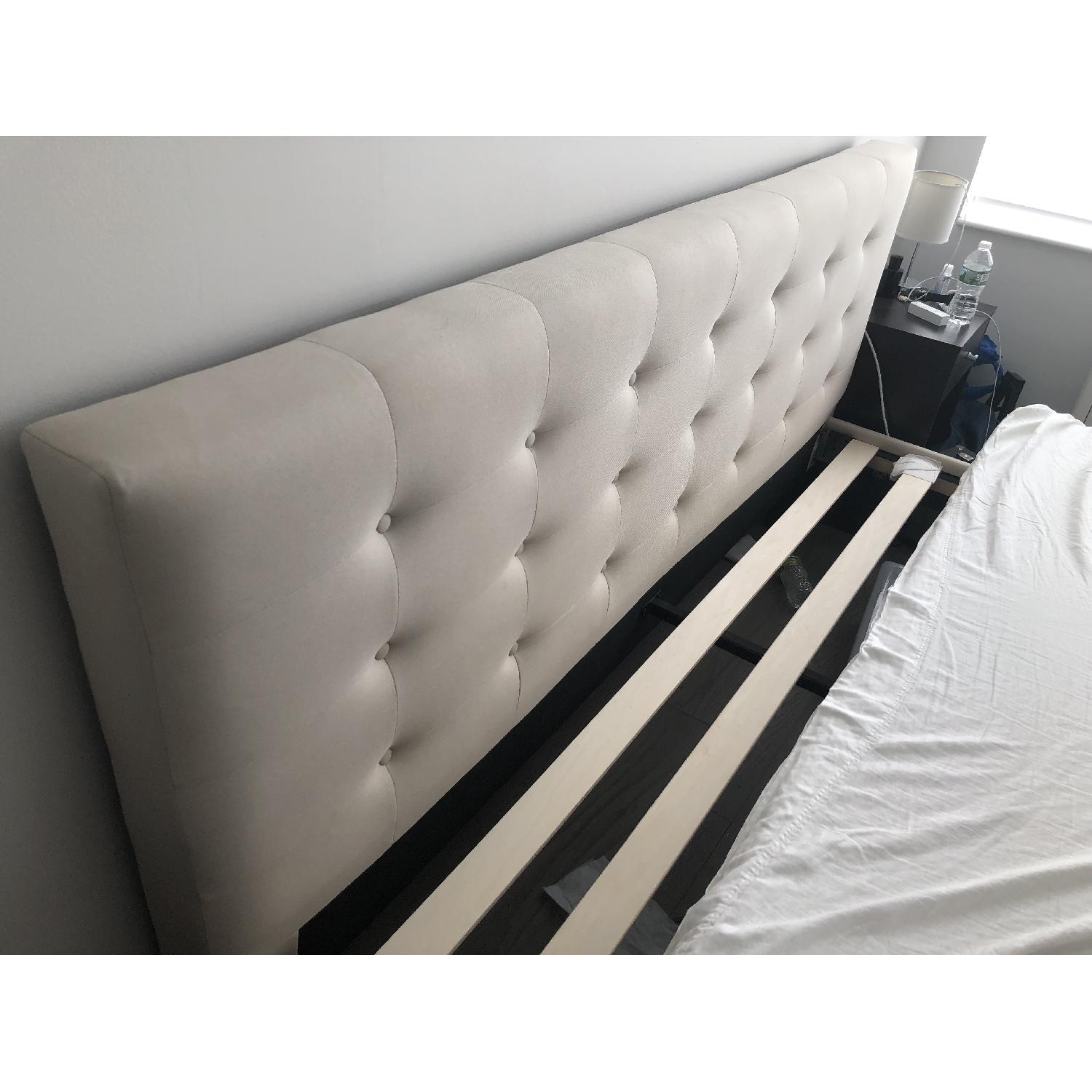 Zinus Upholstered Button Tufted Platform King Size Bed AptDeco