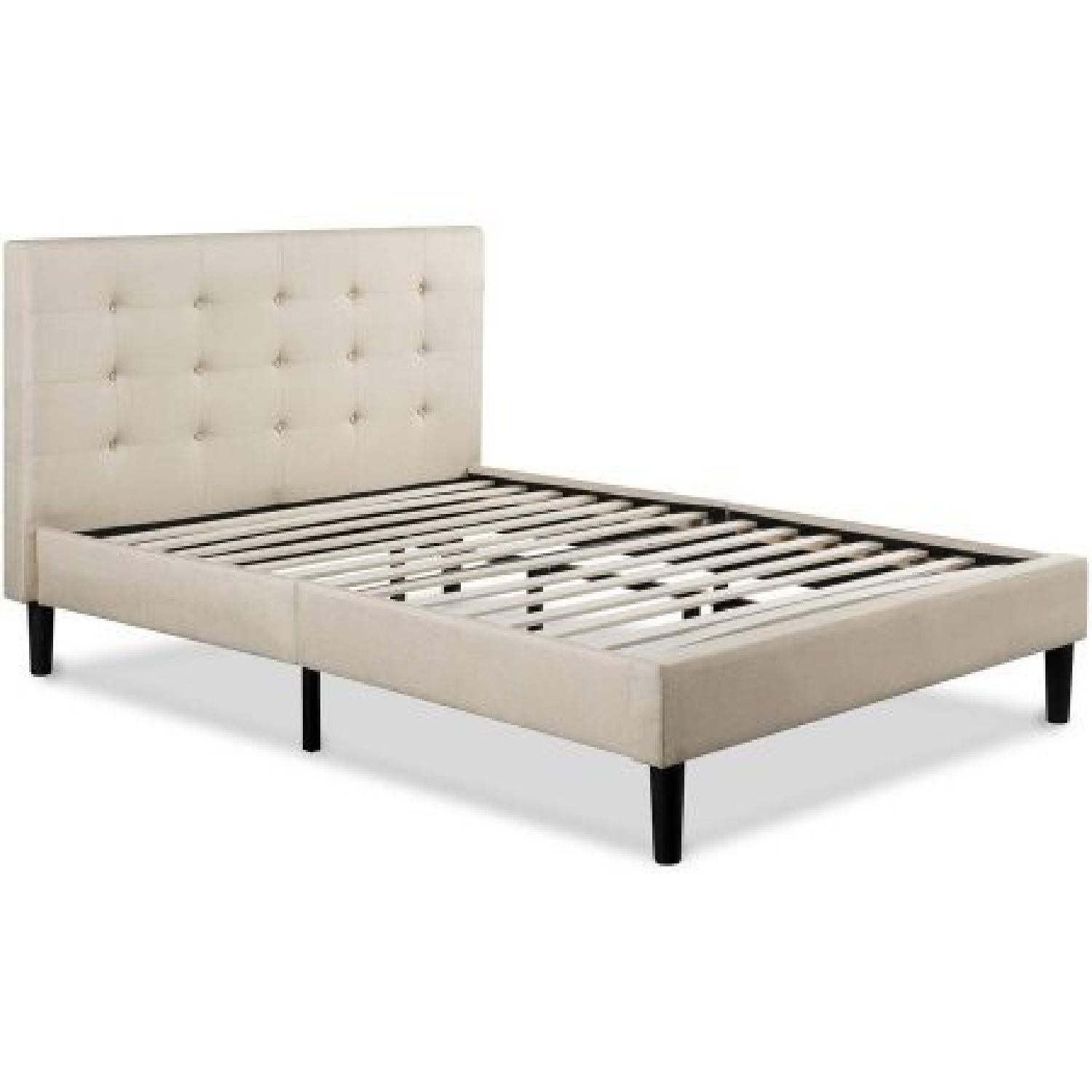 Zinus Upholstered Button Tufted Platform King Size Bed AptDeco
