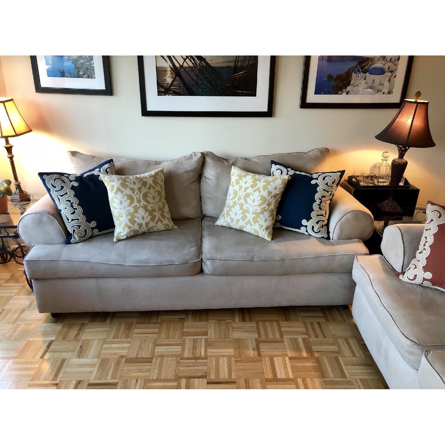 Beige Microfiber Sofa - image-1