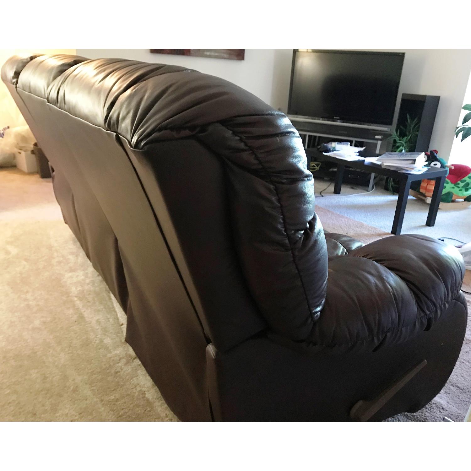 Brown Leather Reclining 3 Seater Sofa - image-1