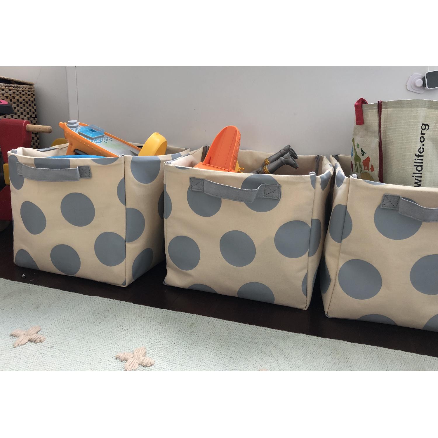 Land Of Nod Grey 6-Cube Bookcase w/ 3 Storage Bins - image-2