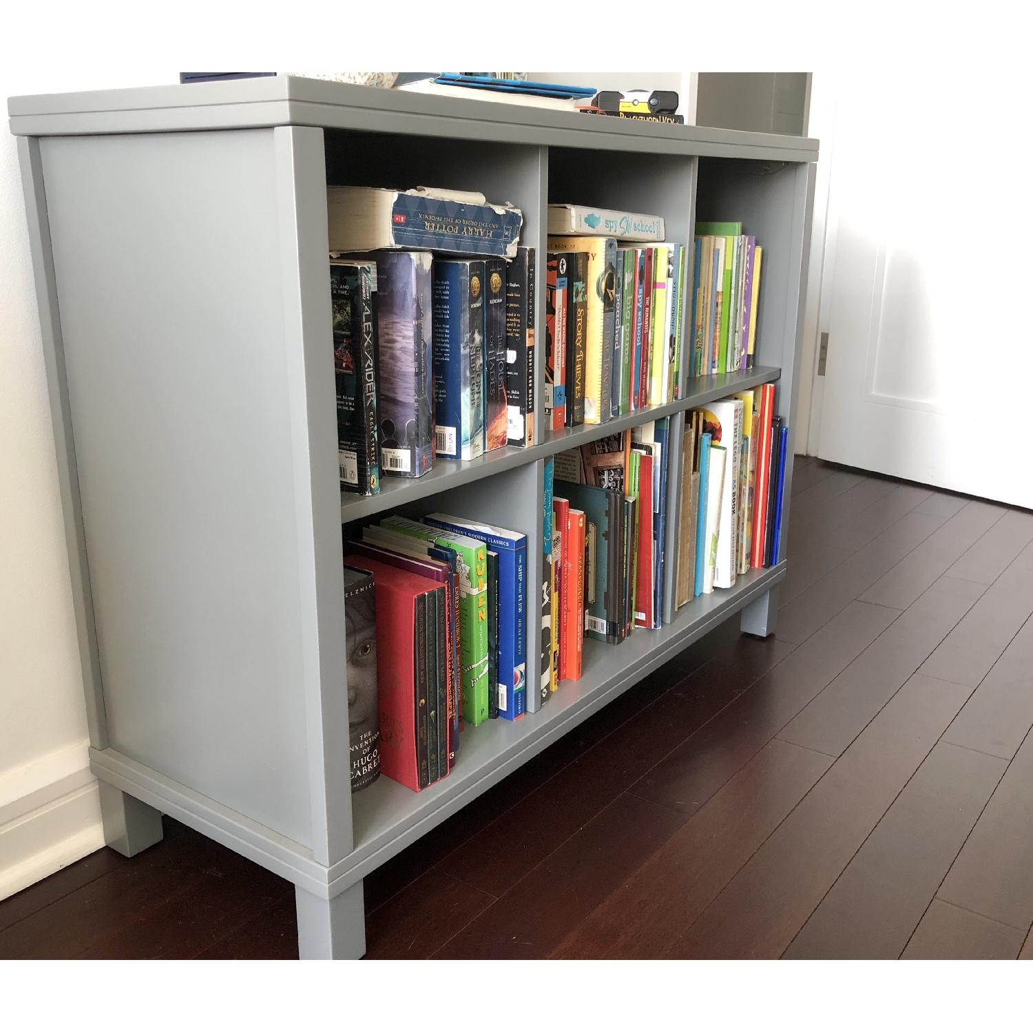 Land Of Nod Grey 6-Cube Bookcase w/ 3 Storage Bins - image-4