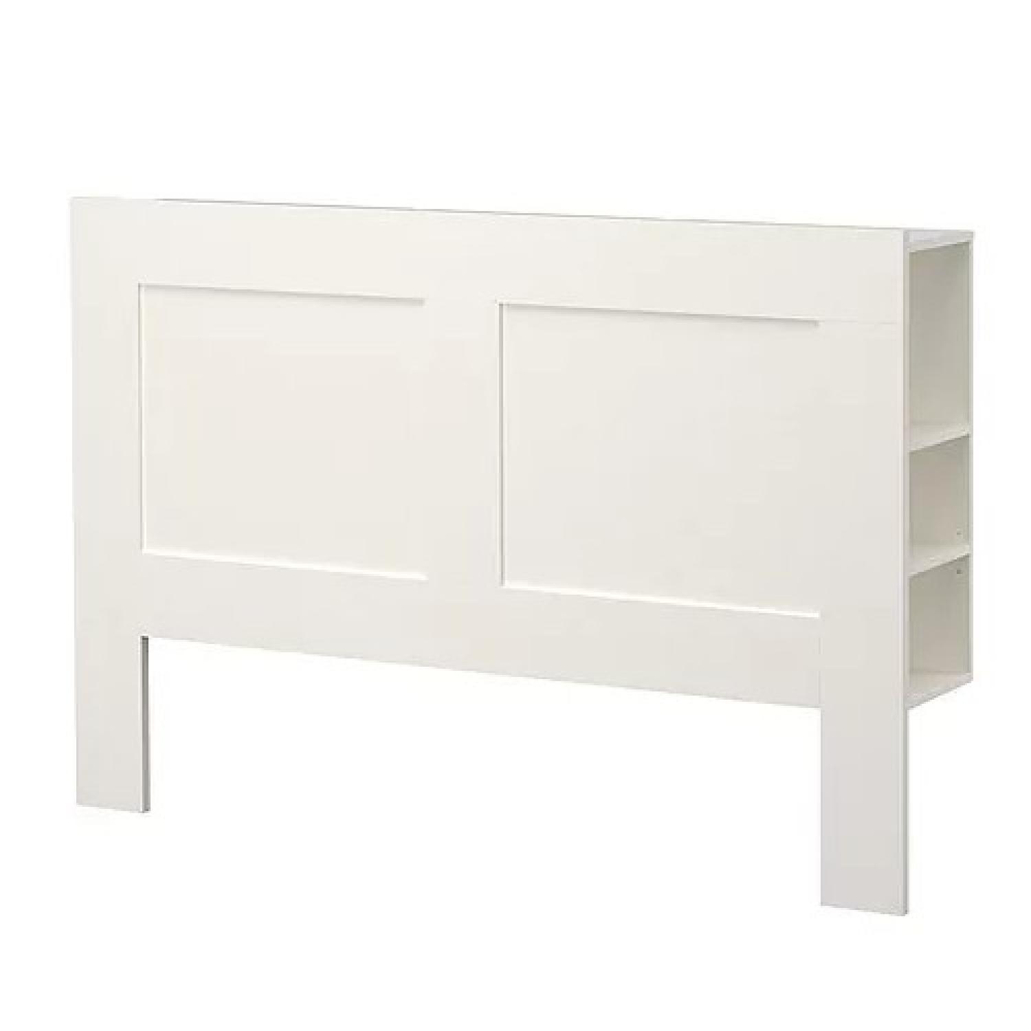 Ikea Brimnes White Headboard w/ Storage - image-0
