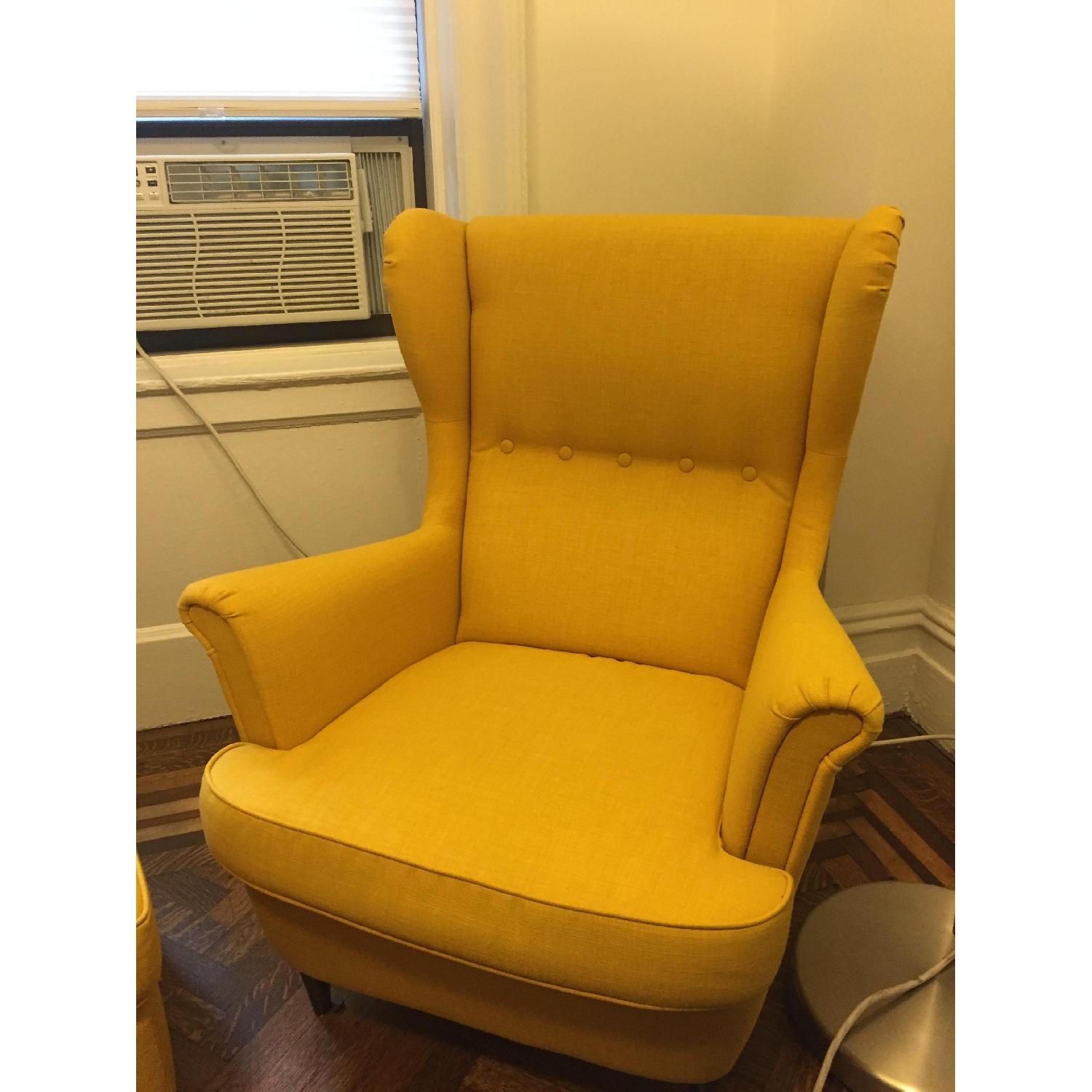 Ikea Strandmon Wing Chair & Footrest in Mustard Yellow - image-3